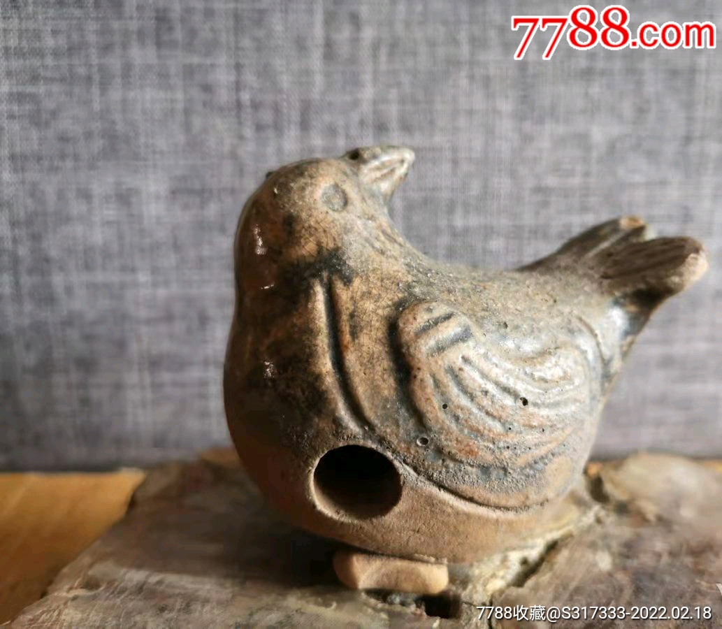 唐宋时期三孔鸟埙保真保老长7厘米宽7厘米长沙窑可吹响千年乐器