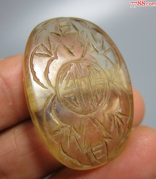 清民期老水晶福寿背云挂坠