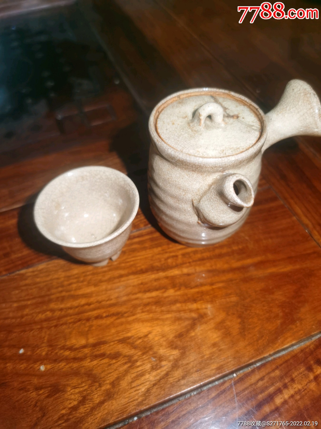 日式茶具主人杯日本回流昭和时期萩烧茶具套组二件