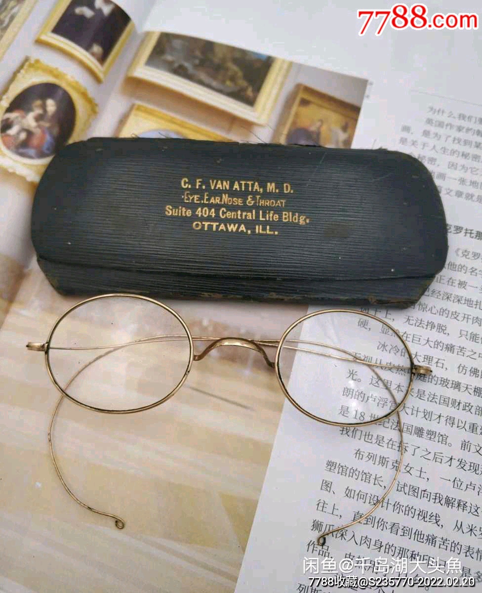 收藏包金夹鼻老眼镜目测约老花 50度左右19世纪欧洲贵族老花镜老物件