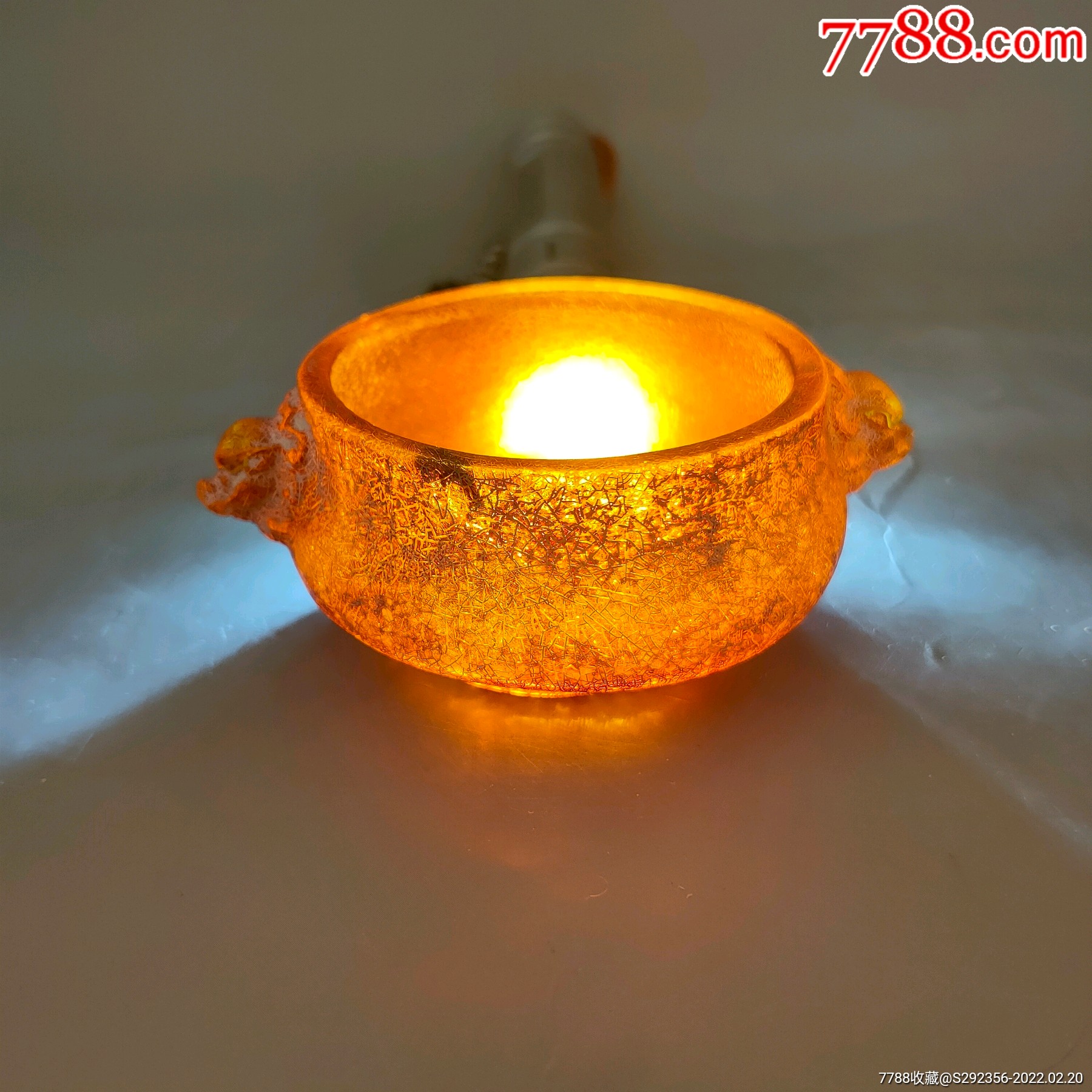 金琥珀兽耳炉-琥珀-7788工艺品