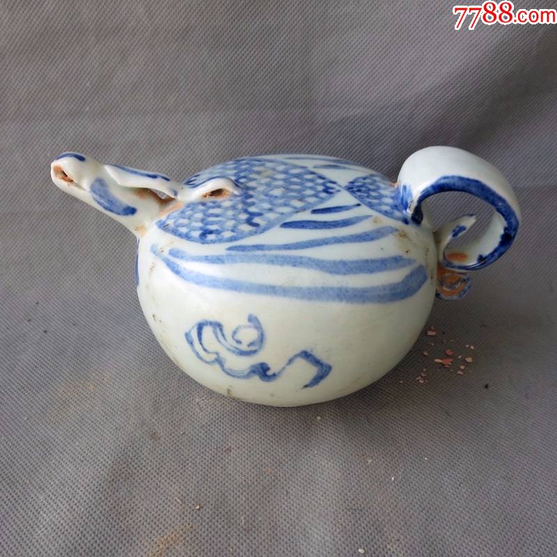 老青花瓷水滴青花瓷文房