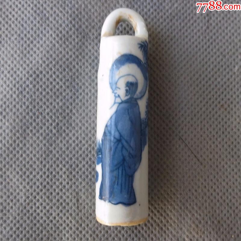清代老瓷翎管青花瓷翎管瓷礼器