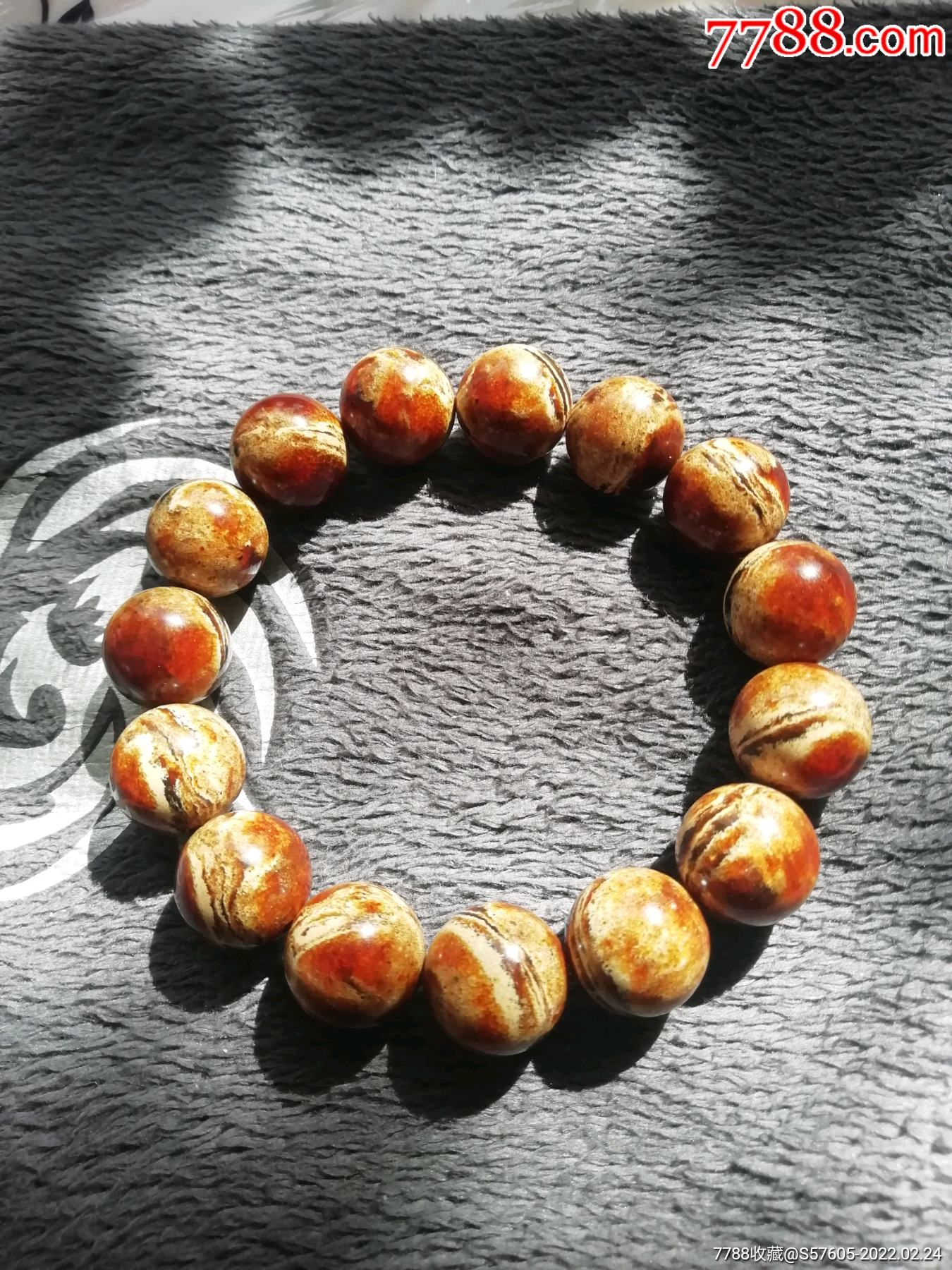 亏本清仓精品纯天然虎皮纹妖孽白花琥珀蜜蜡14mm圆珠手串