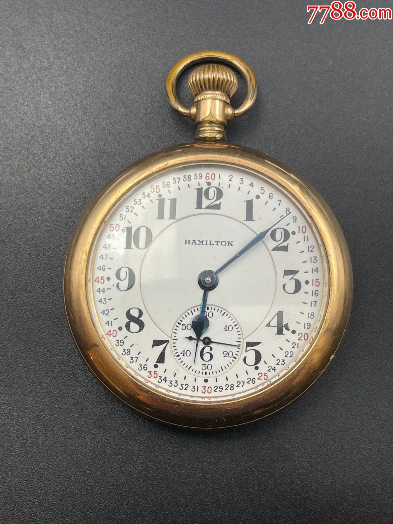 汉密尔顿992包金古董老怀表美国高级铁路表直径533mm摆好可以走一会