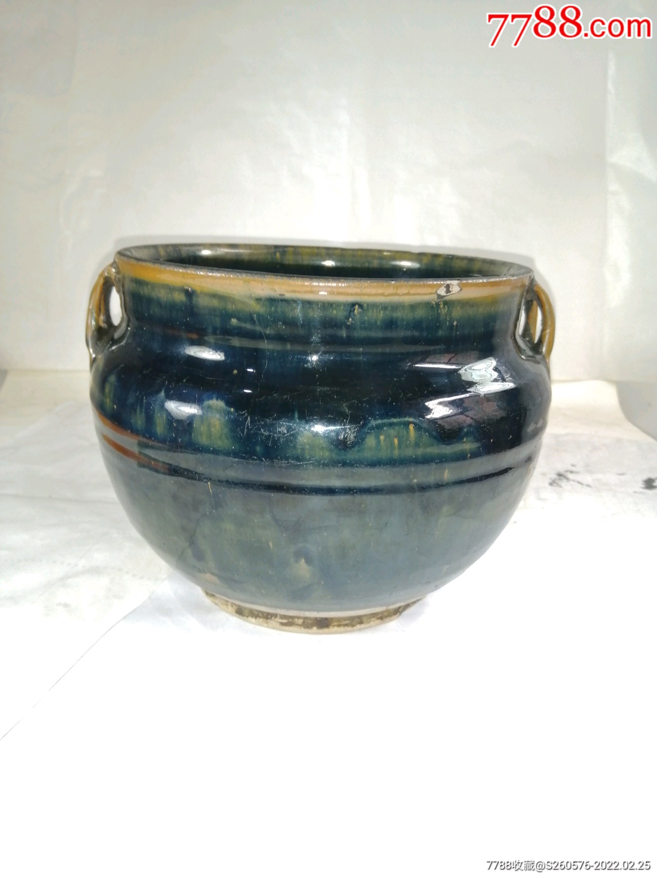 清代双耳黑油罐