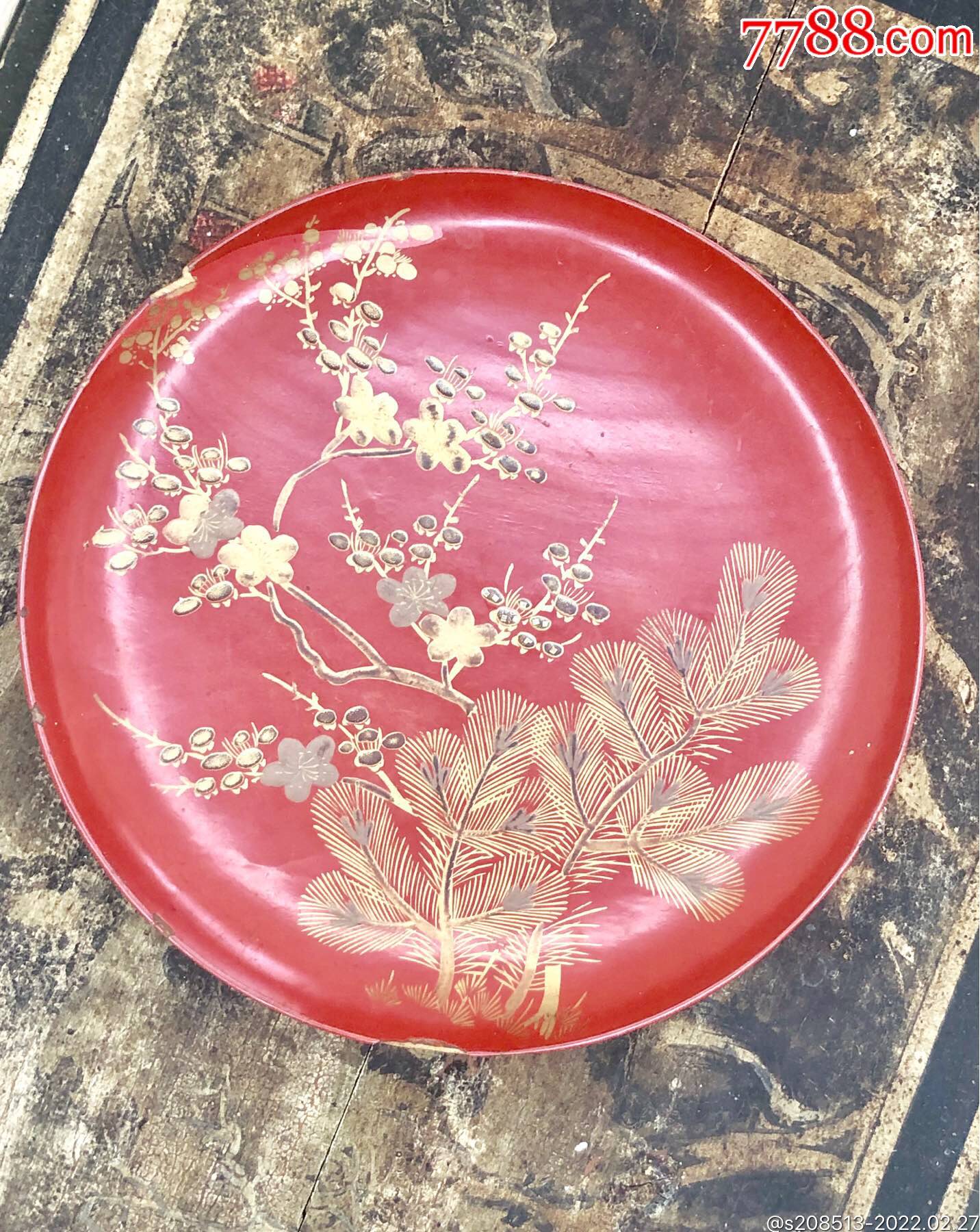 民国漆器描金盘