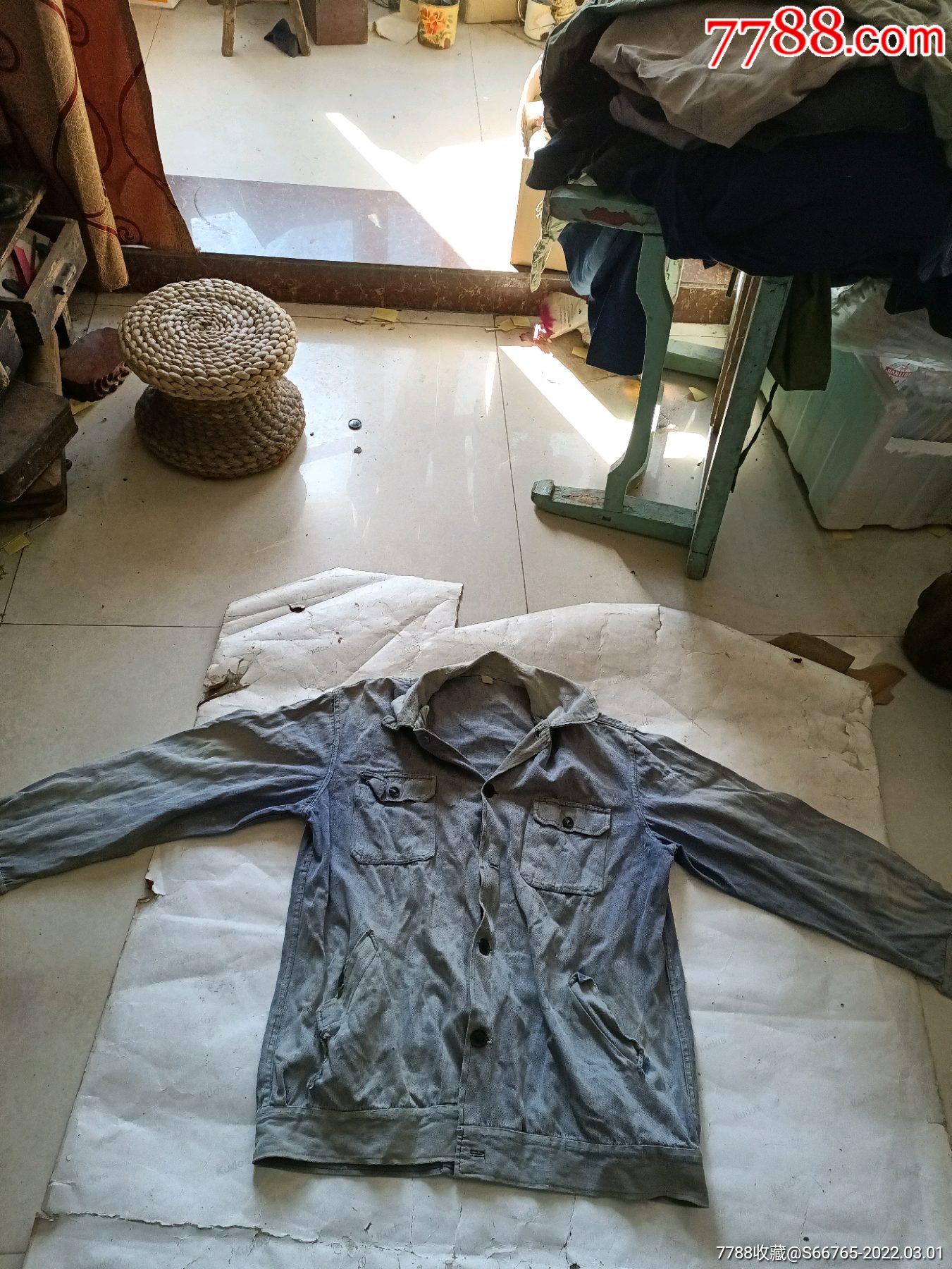 怀旧早期落色劳动布上衣