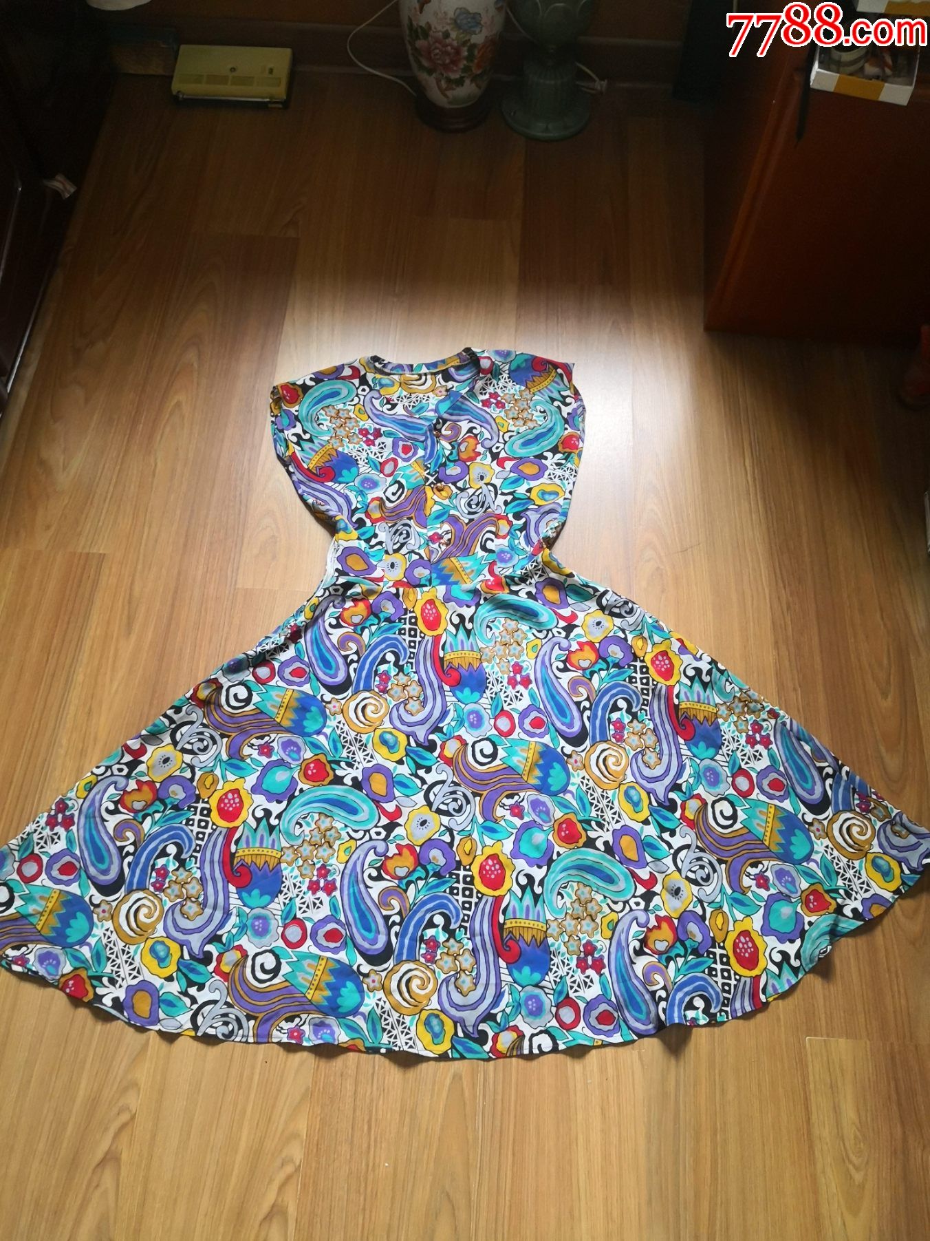 七八十年代老纱料花裙子