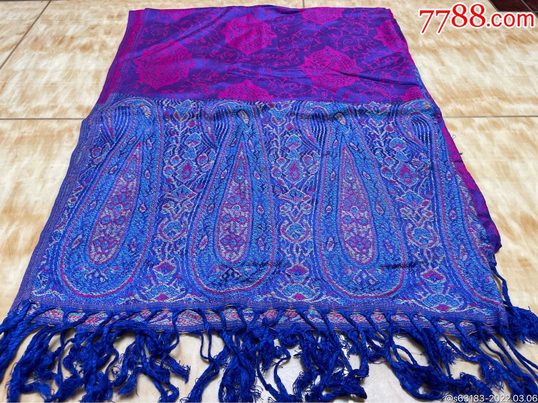 老物件百货商店之八十年代真丝缎流苏长围巾库存未使用