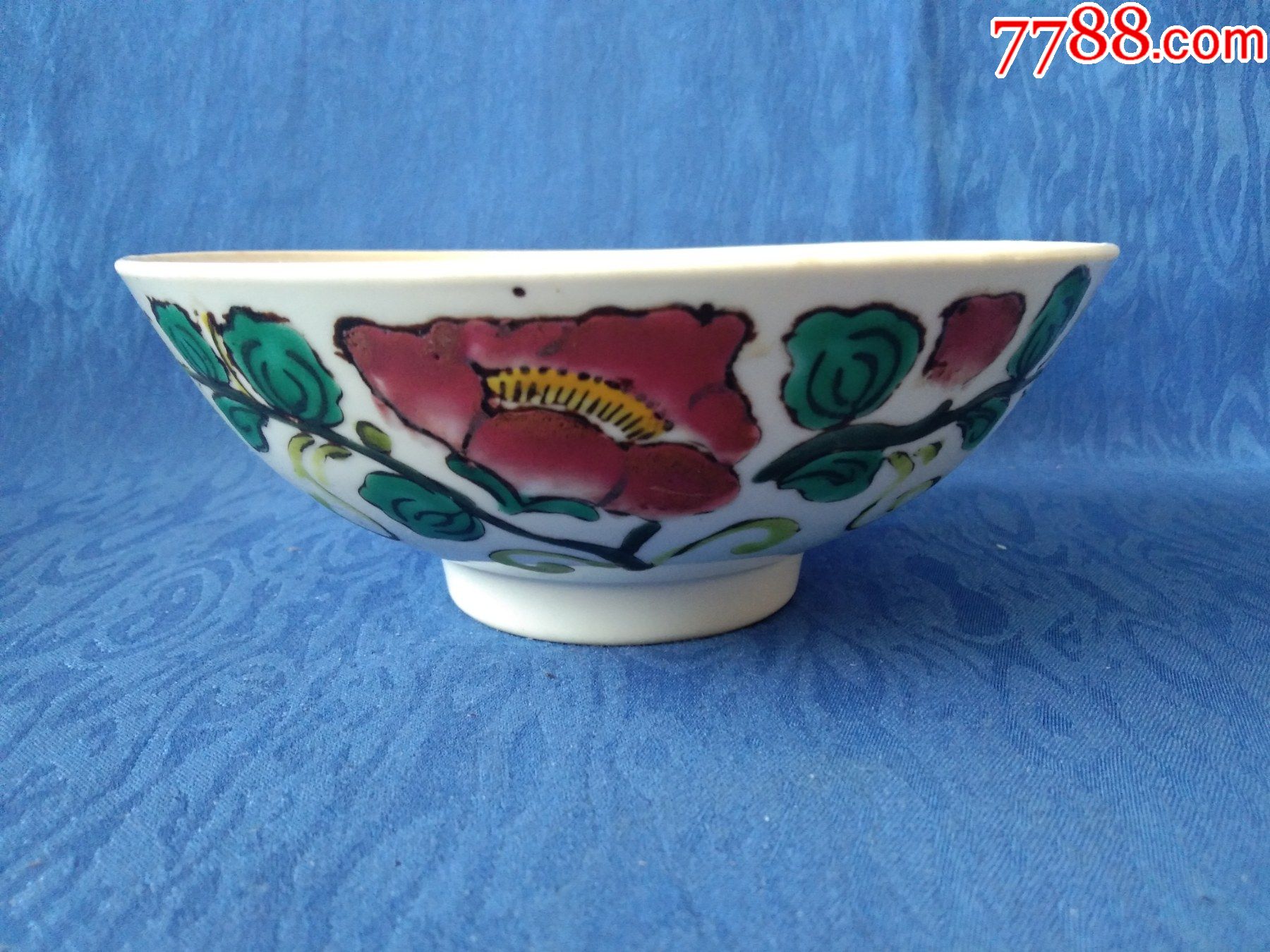 567精品创汇期文革670年代景德镇第七瓷厂红圆款粉彩手绘花卉喜庆吉祥