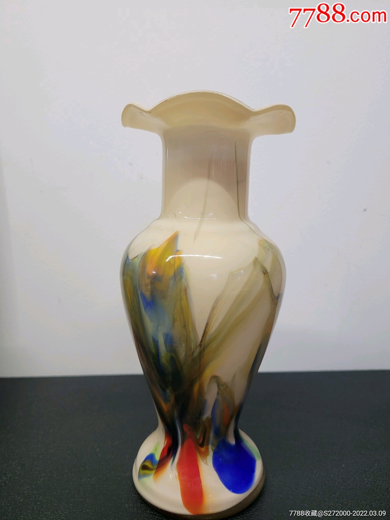 老花瓶文革玻璃拉丝老瓶溜花老琉璃漂亮全品