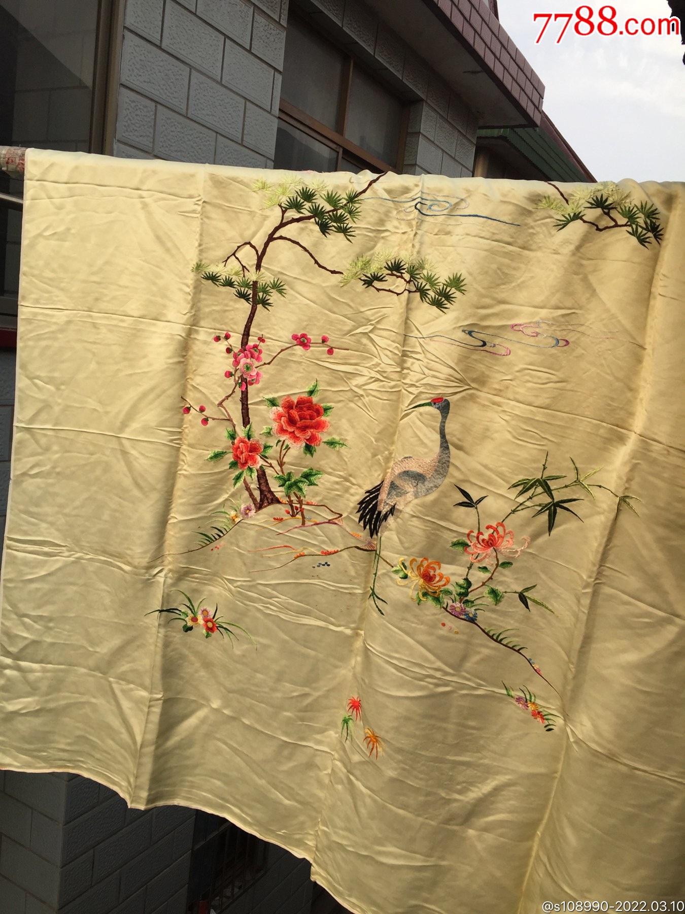 纯手工绣花被面