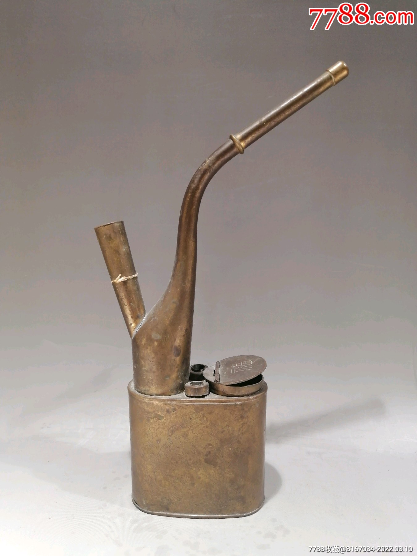 七八十年代黄铜铜水烟袋品相如图