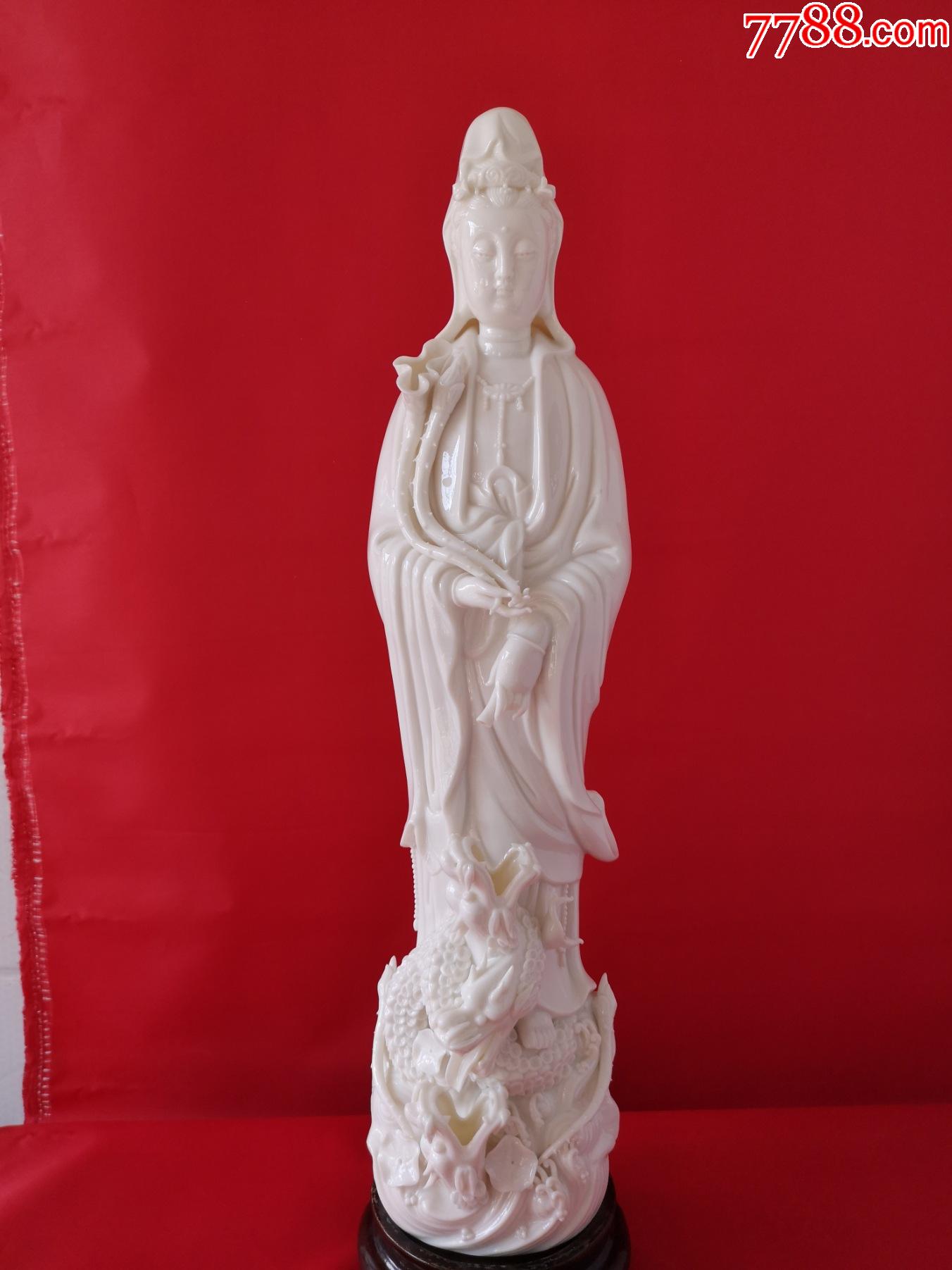 七八十年代德化猪油白薄胎三龙头滴水观音_价格300元_第1张