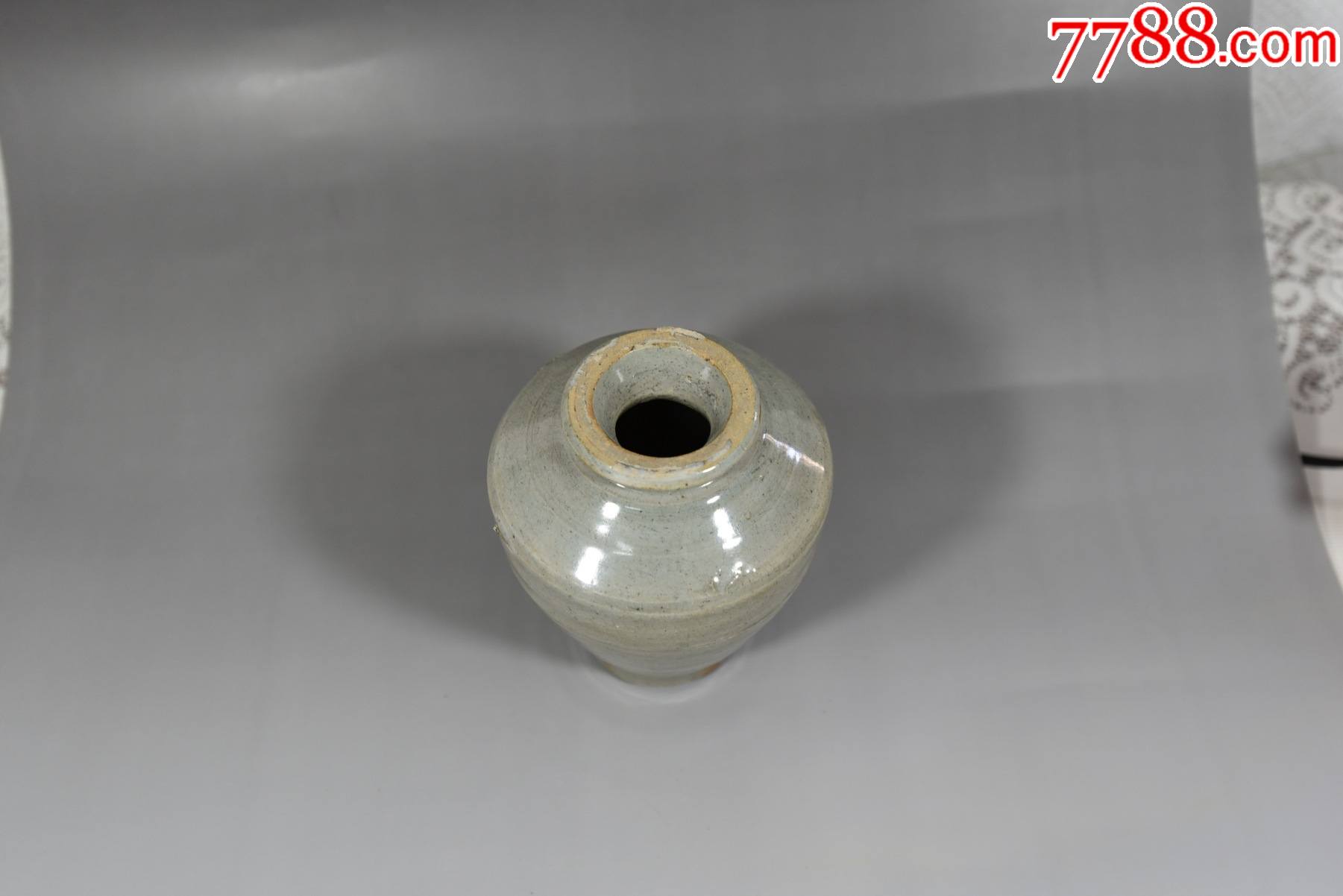 高古老瓷器元代龙泉窑唇口瓶玻璃釉漂亮有窑粘