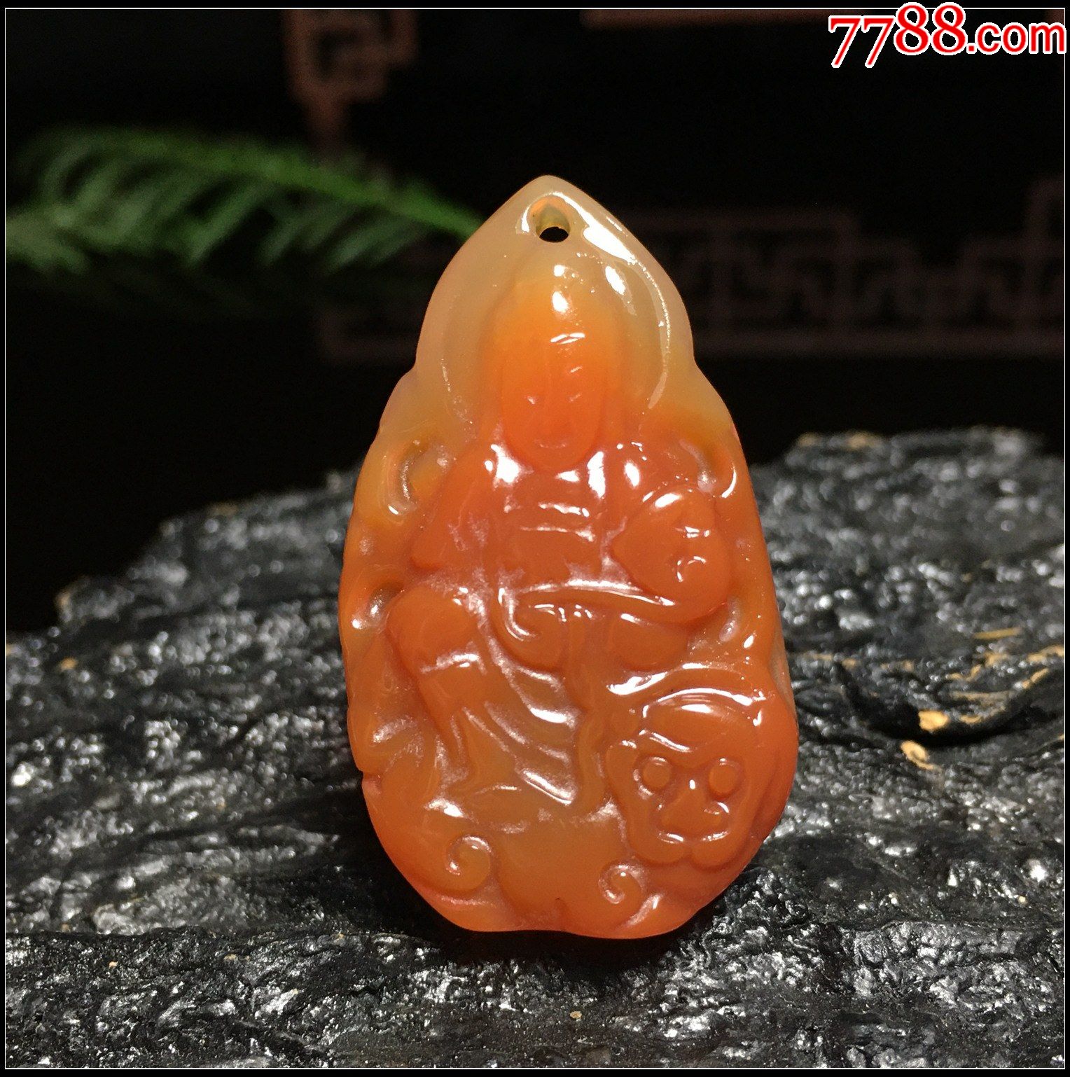 红玛瑙文殊菩萨吊坠