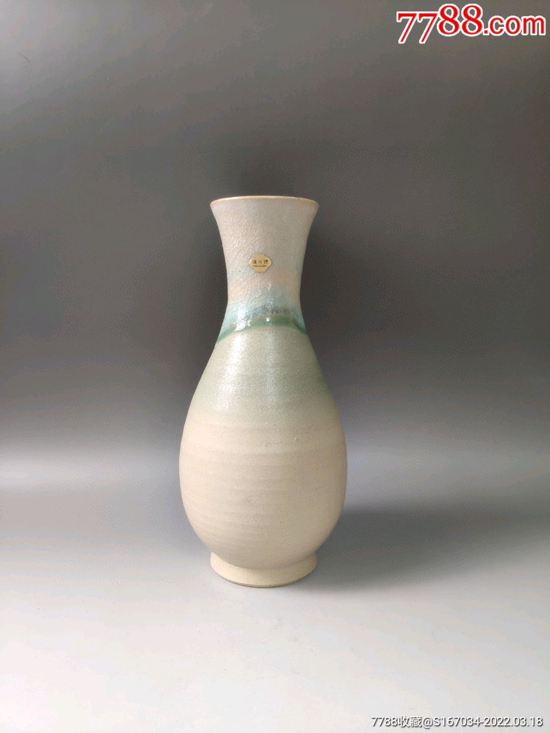 清水烧花器花瓶瓶口有几处有裂高24厘米