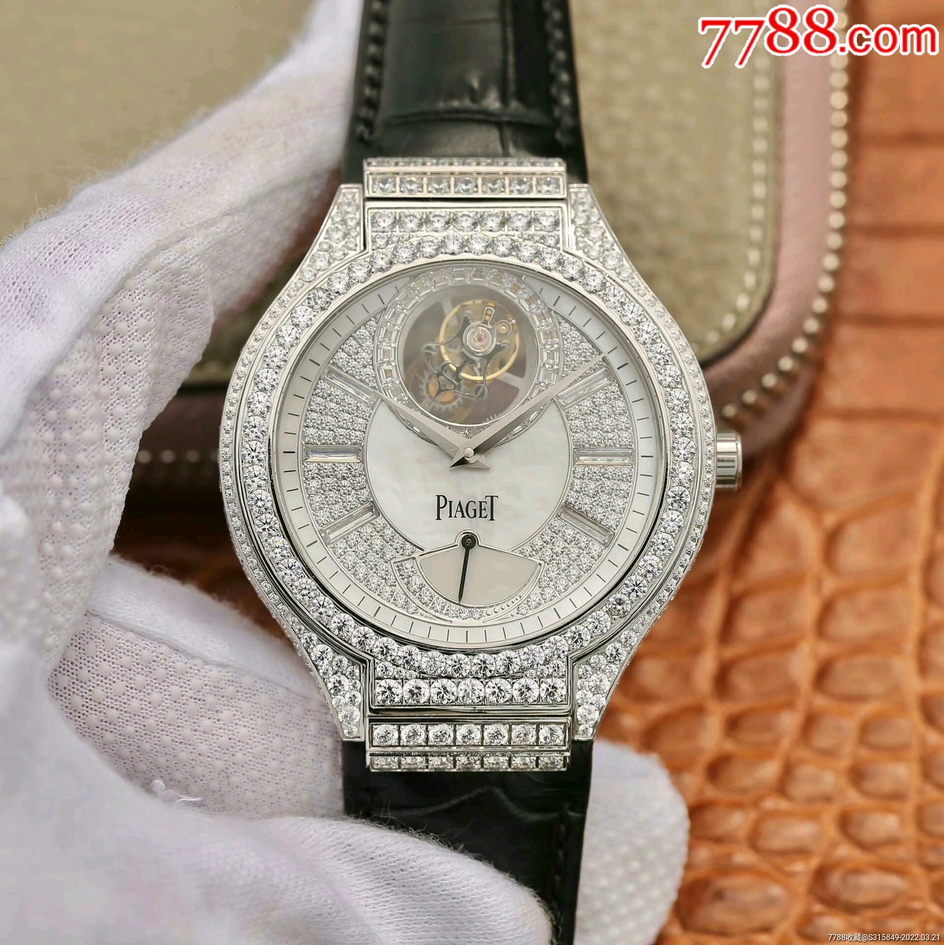 jf厂未开封顶级品质伯爵满钻自动机械陀飞轮皮带女手表热销