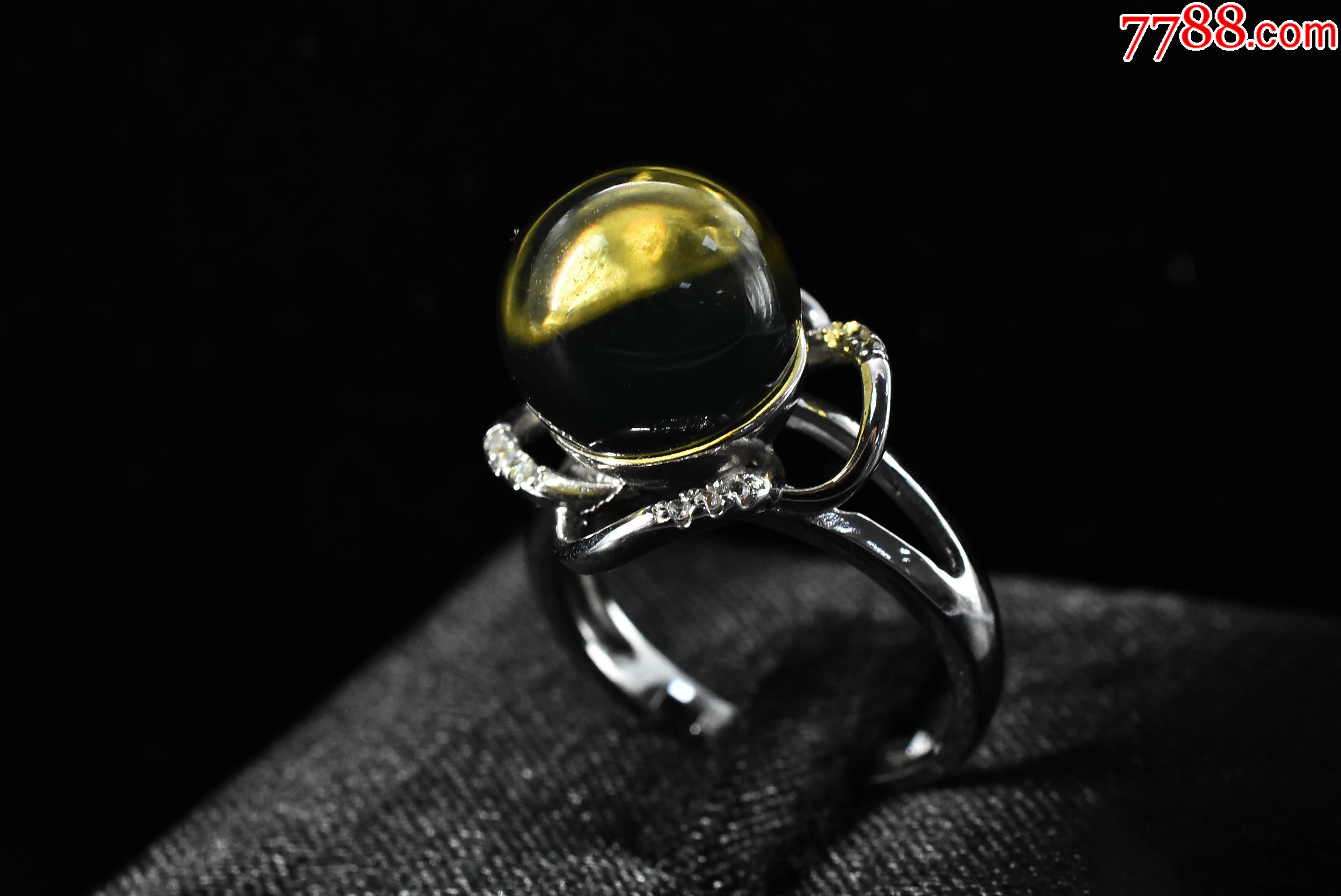 v2912墨西哥蓝珀饰品戒指1枚纯天然墨西哥蓝珀戒面直径104mm