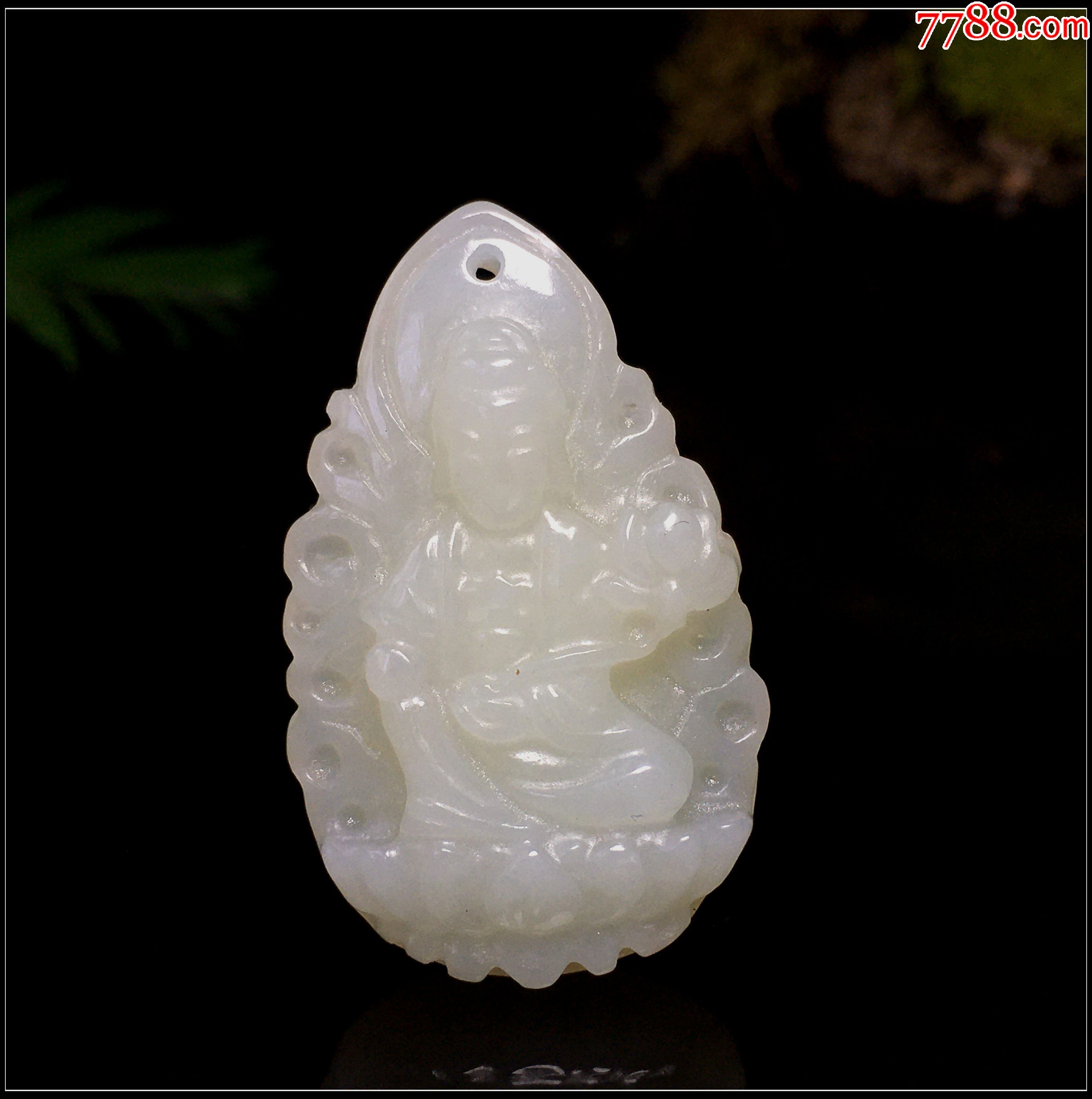 天然新疆和田玉生肖龙蛇守护神普贤菩萨吊坠