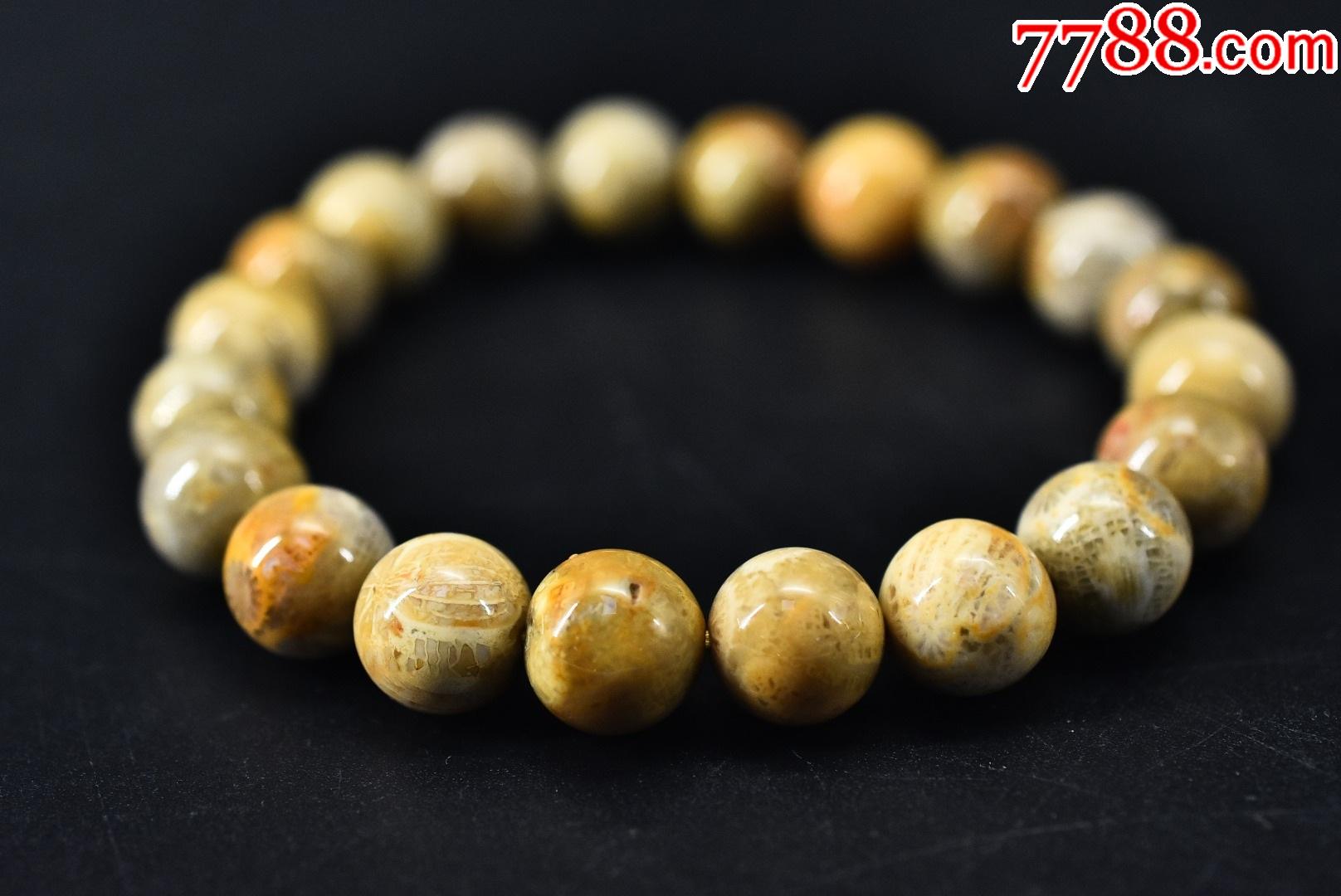 v4589天然透光菊花石手串一条单颗直径1cm手串周长19cm