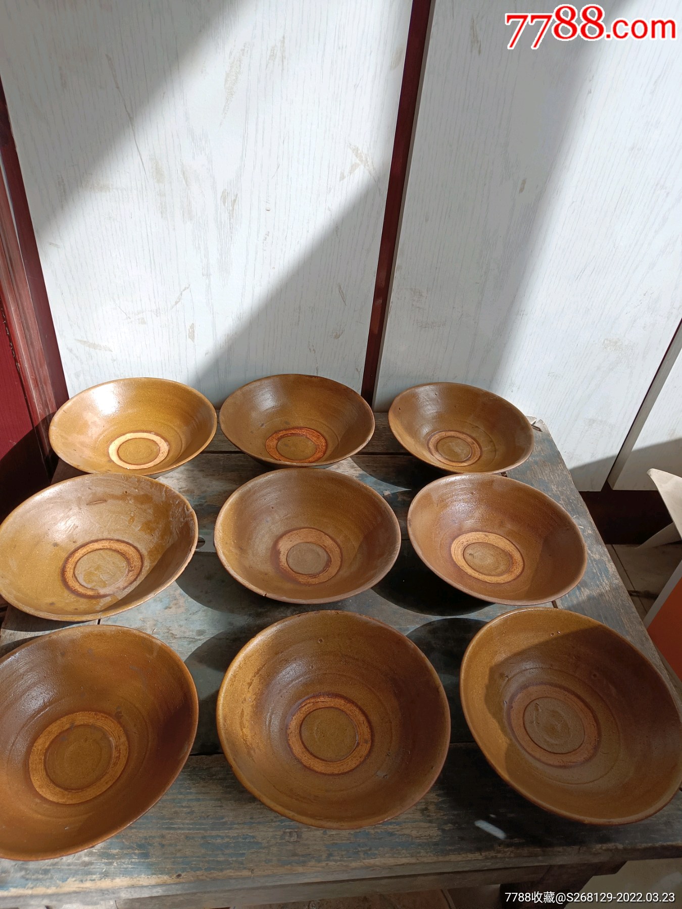 怀旧宋元时期老磁州窑黄釉碗9个