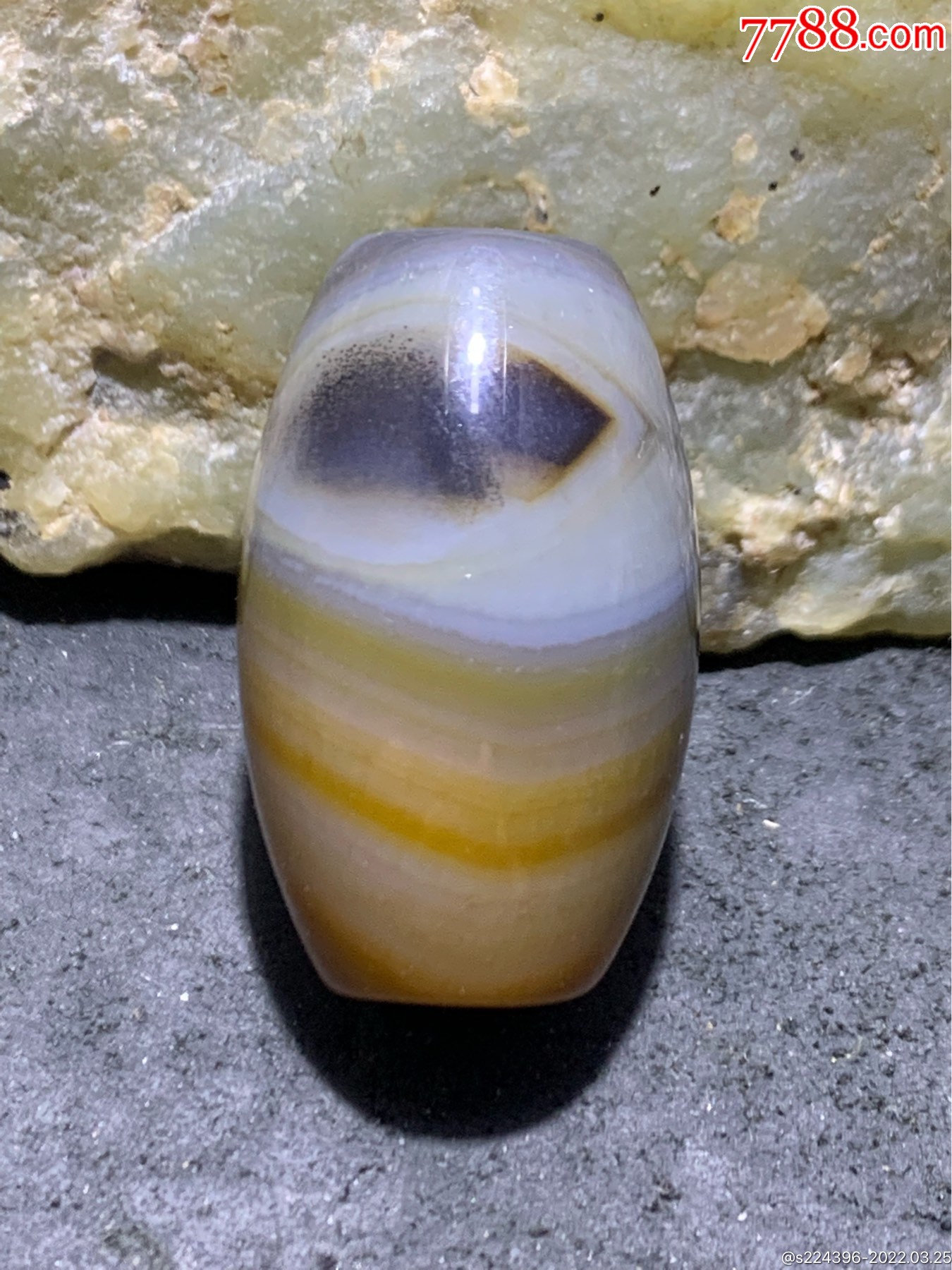 精美高玉化巴西缠丝玛瑙天眼千层纹桶珠一个