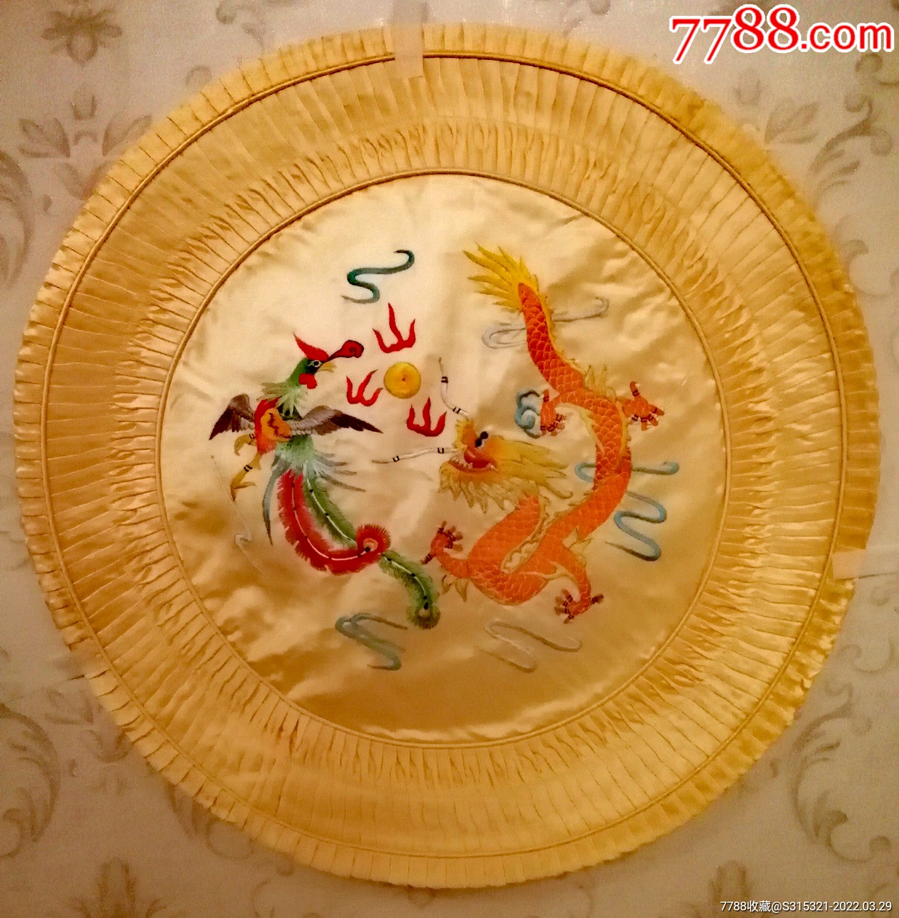 创汇时期一对价格苏州老刺绣龙凤呈祥