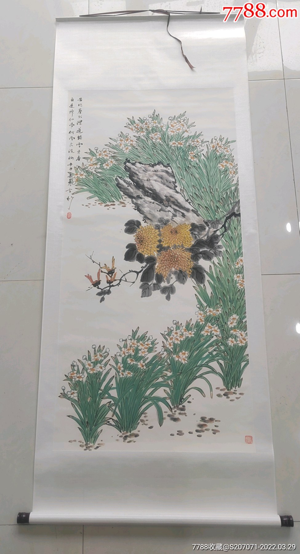 四尺整张花鸟卷轴镜芯尺寸137x68_花鸟国画原作_配件图片_收藏价格