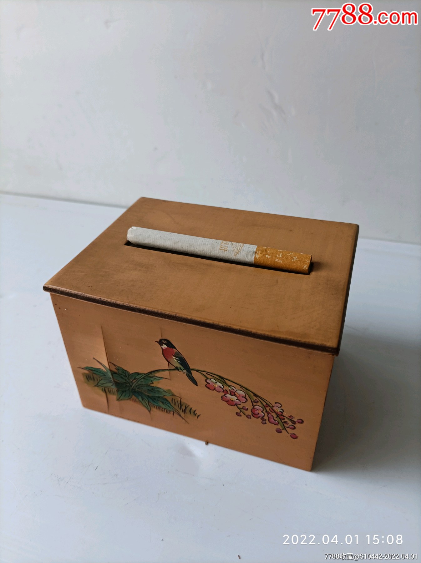 80年代出口手刻贴竹簧工艺烟盒手工半自动取烟