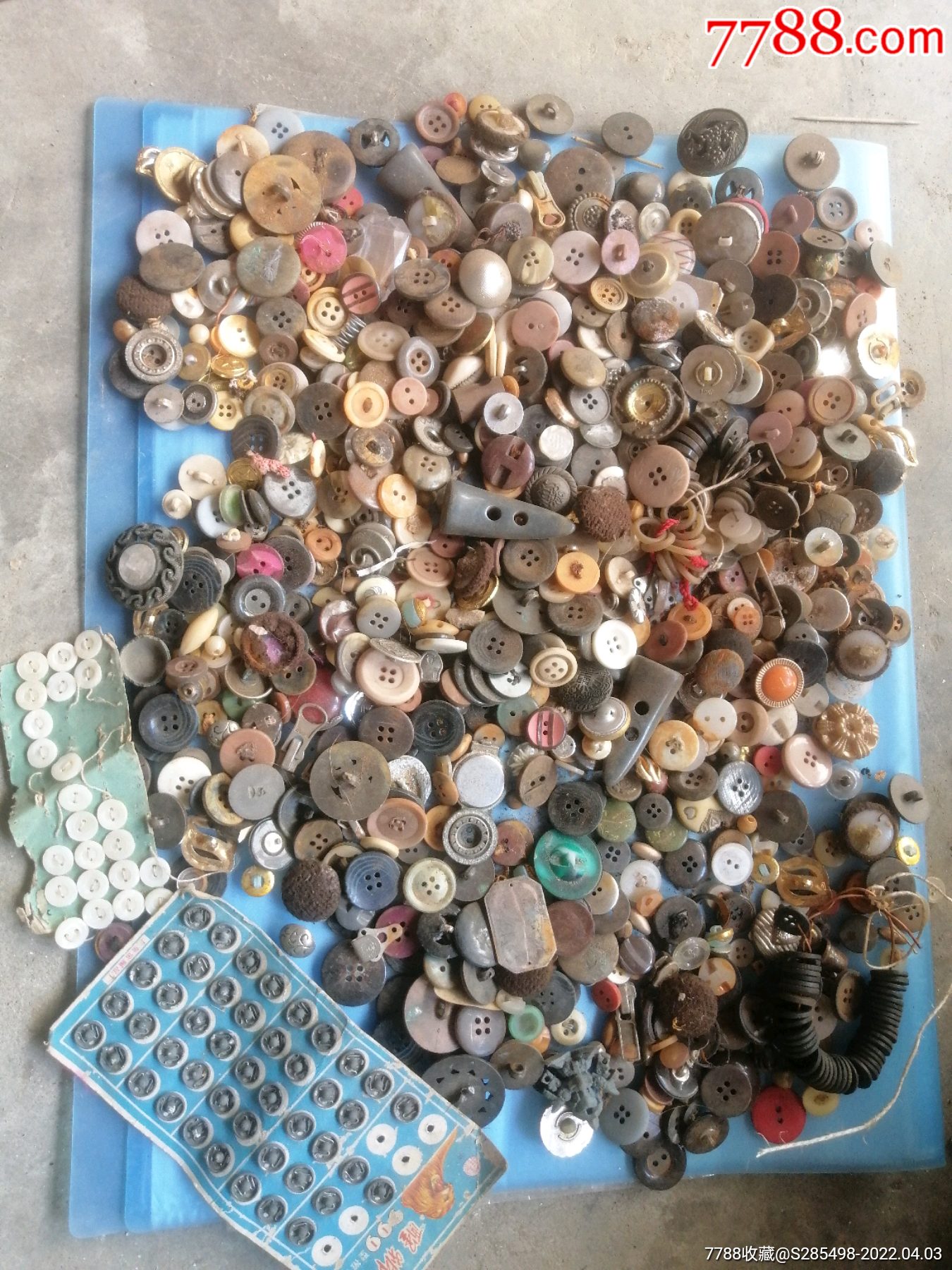 一堆旧年代老纽扣有衣纽袖纽裤纽等等