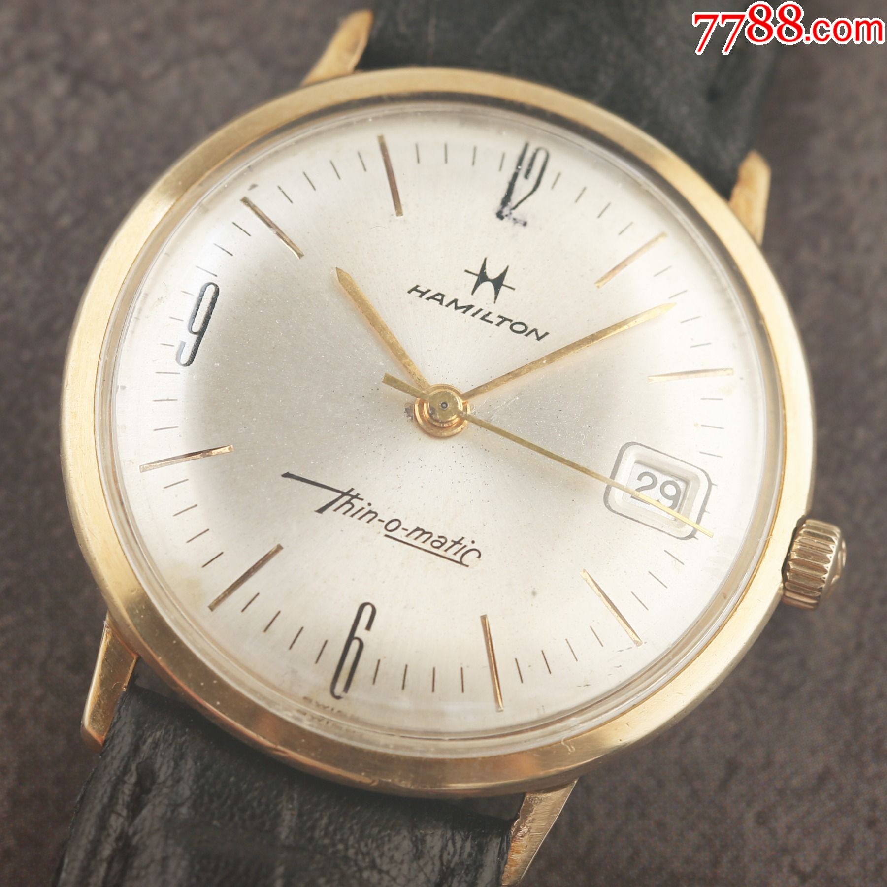 美国汉密尔顿古董表高级鼻祖珍珠陀机芯限量高级版本带日历款_手表