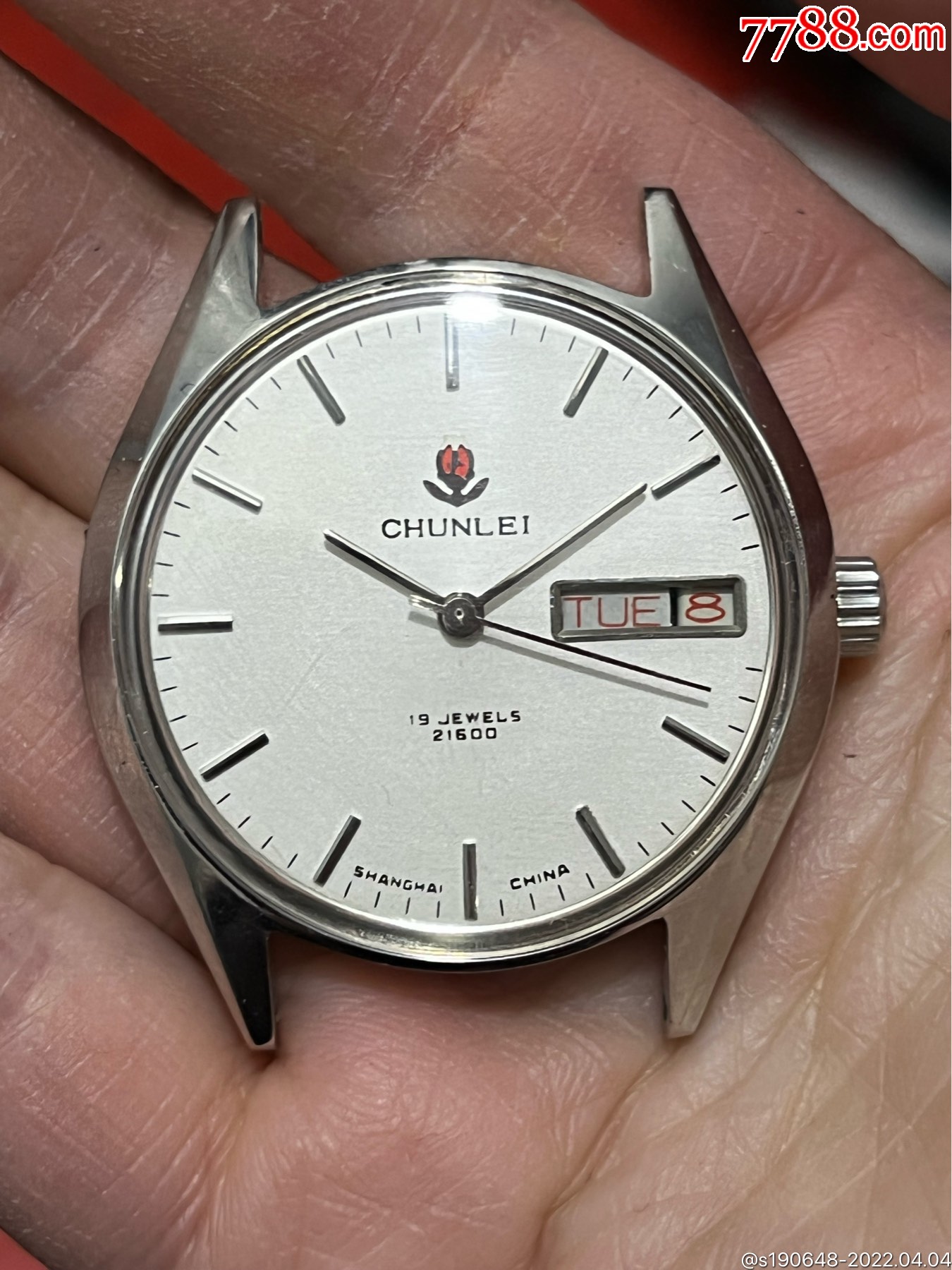 极品上海春雷双日历手动机械表-价格:108元-au29729524-手表/腕表