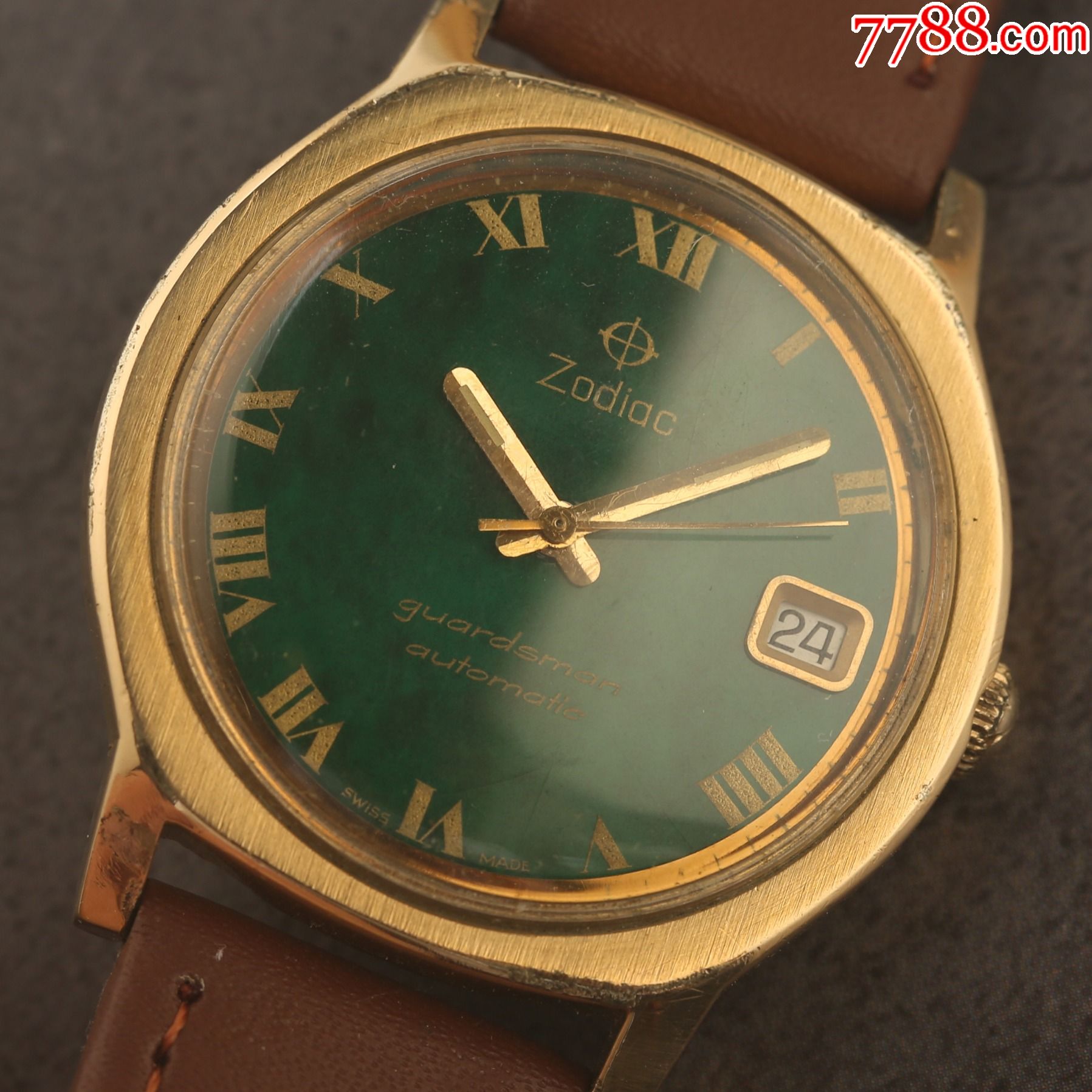 瑞士苏地亚古董表极致收藏翡翠绿面高级guards系列芝柏共用机芯_手表