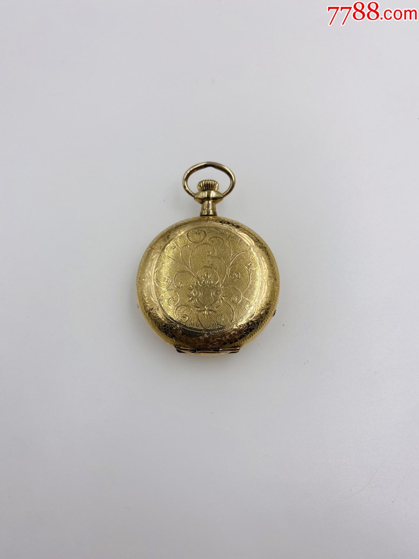 美国产雕花包金三开门elgin埃尔金古董老怀表不走时摆尖完好2