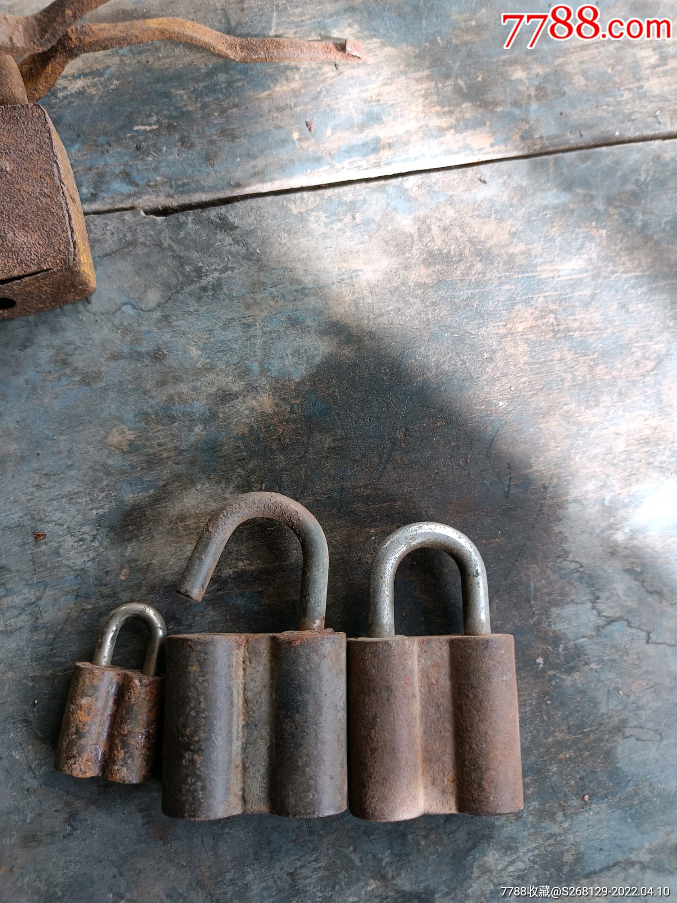 怀旧50年代老铁挂锁3枚_铁锁/铁钥匙_民俗老杂货店【7788收藏__收藏