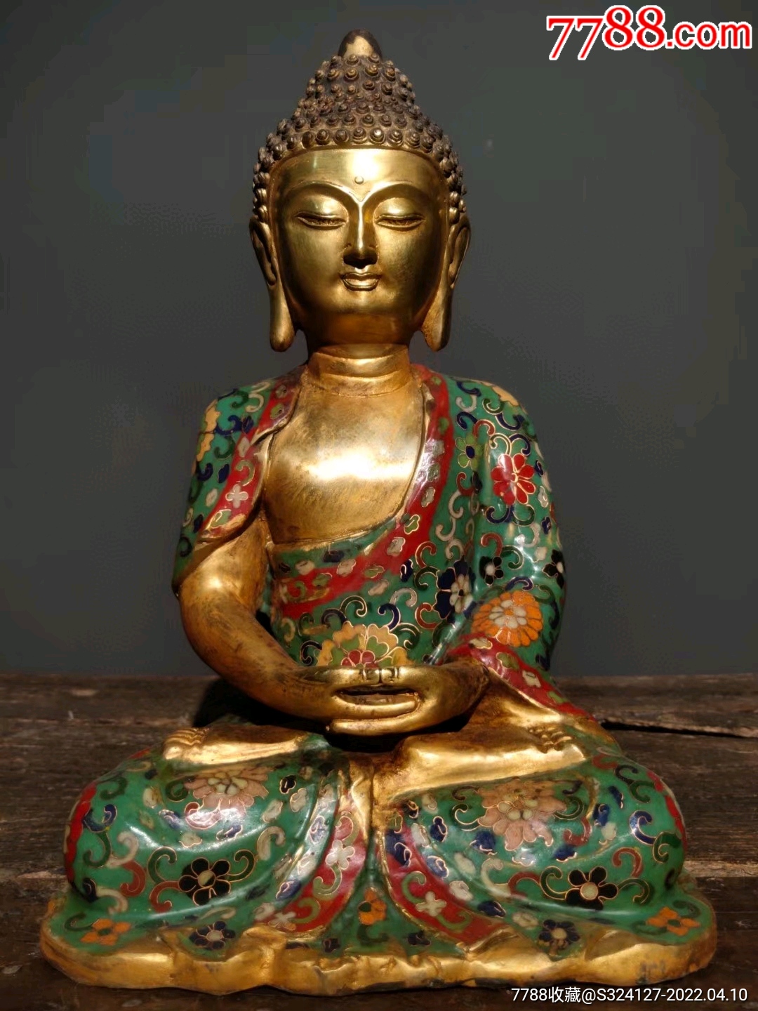 铜掐丝珐琅彩释迦牟尼佛像摆件