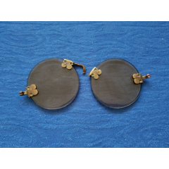 老眼镜配件清代茶晶水晶眼镜片黄铜配件