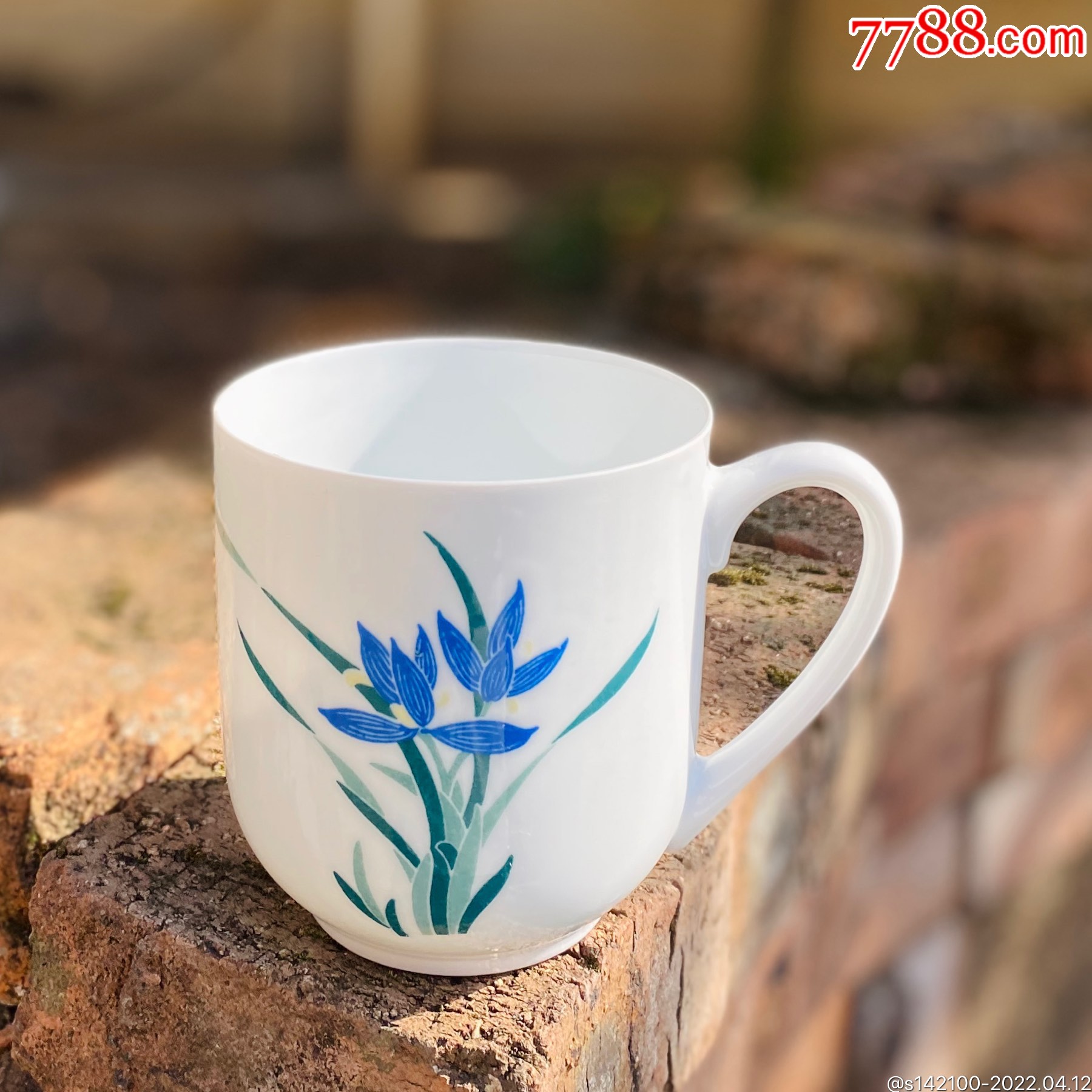 醴陵瓷器釉下五彩薄胎兰草茶杯胜利杯全新库存未使用