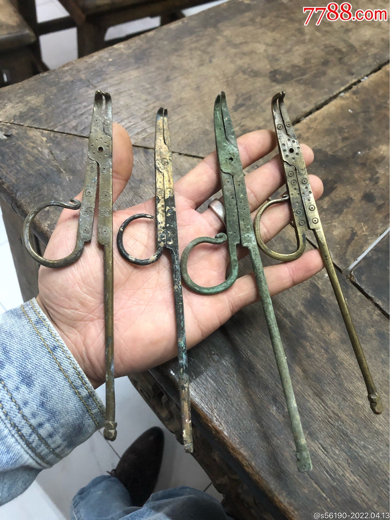 老铜杂件铜镊子4个