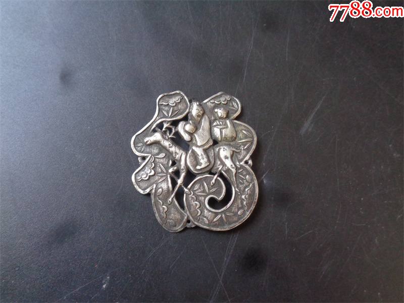 清代福禄寿银质大帽花