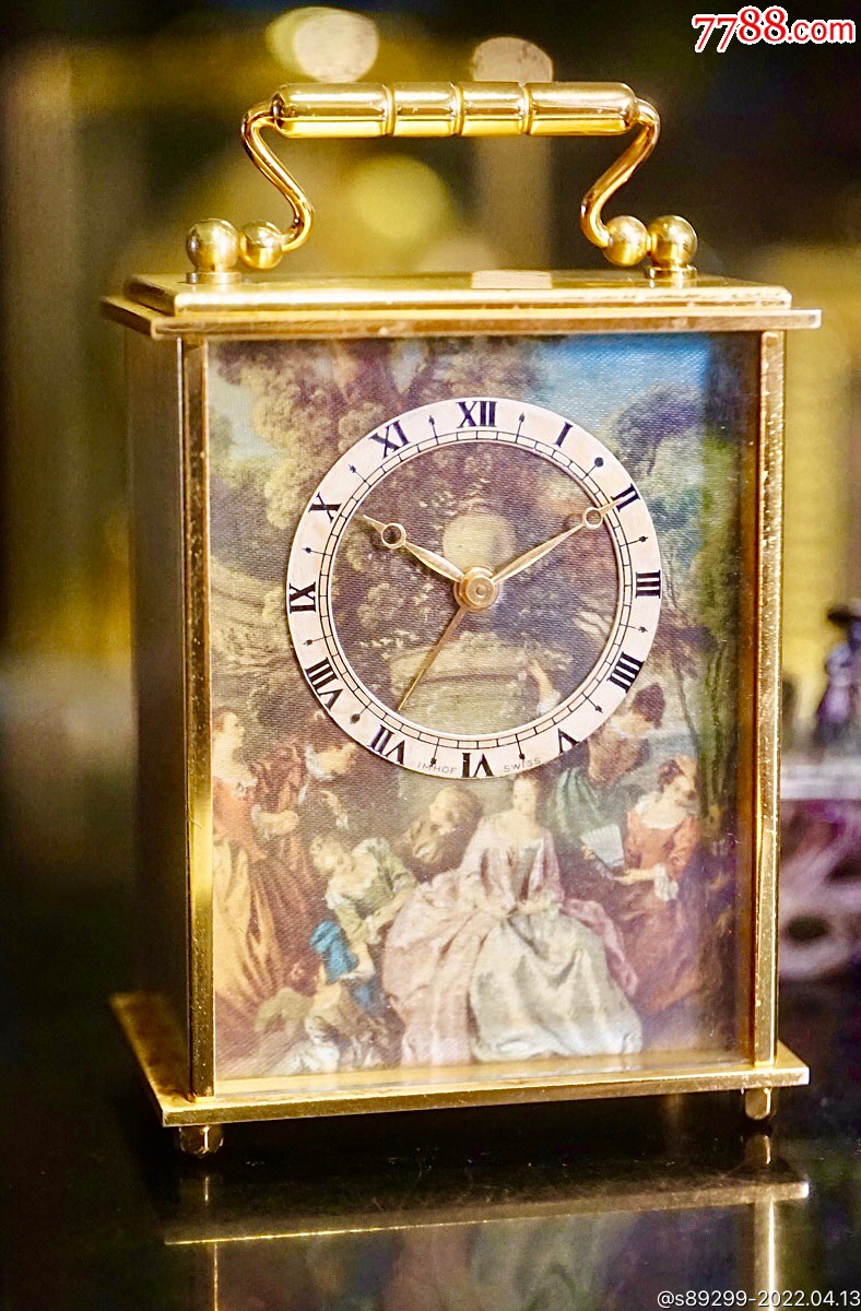 精品推荐瑞士古董钟埃莫夫人物故事奢华带闹小座钟
