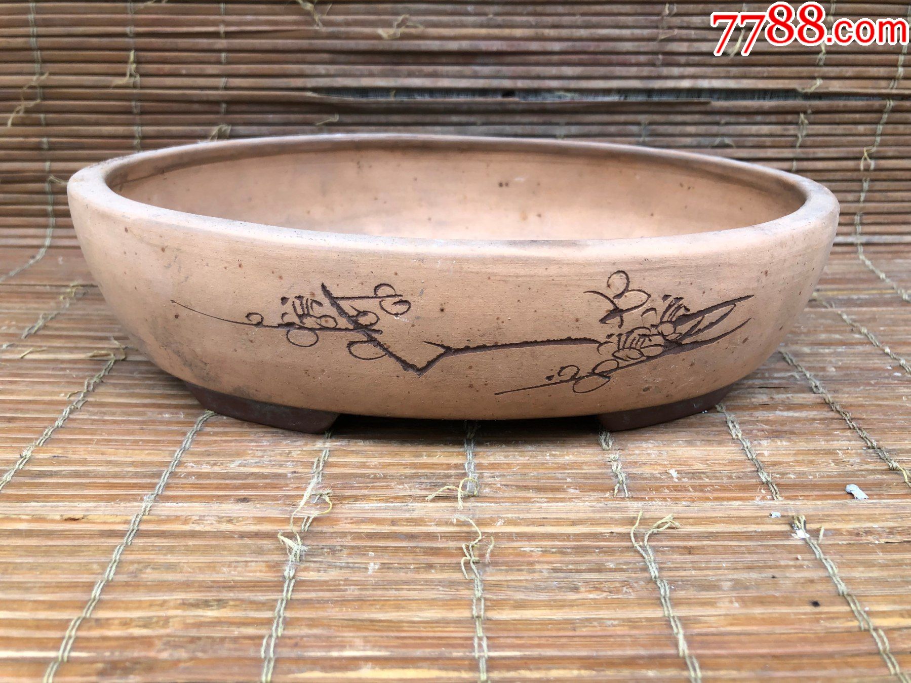 老紫砂刻画花盆