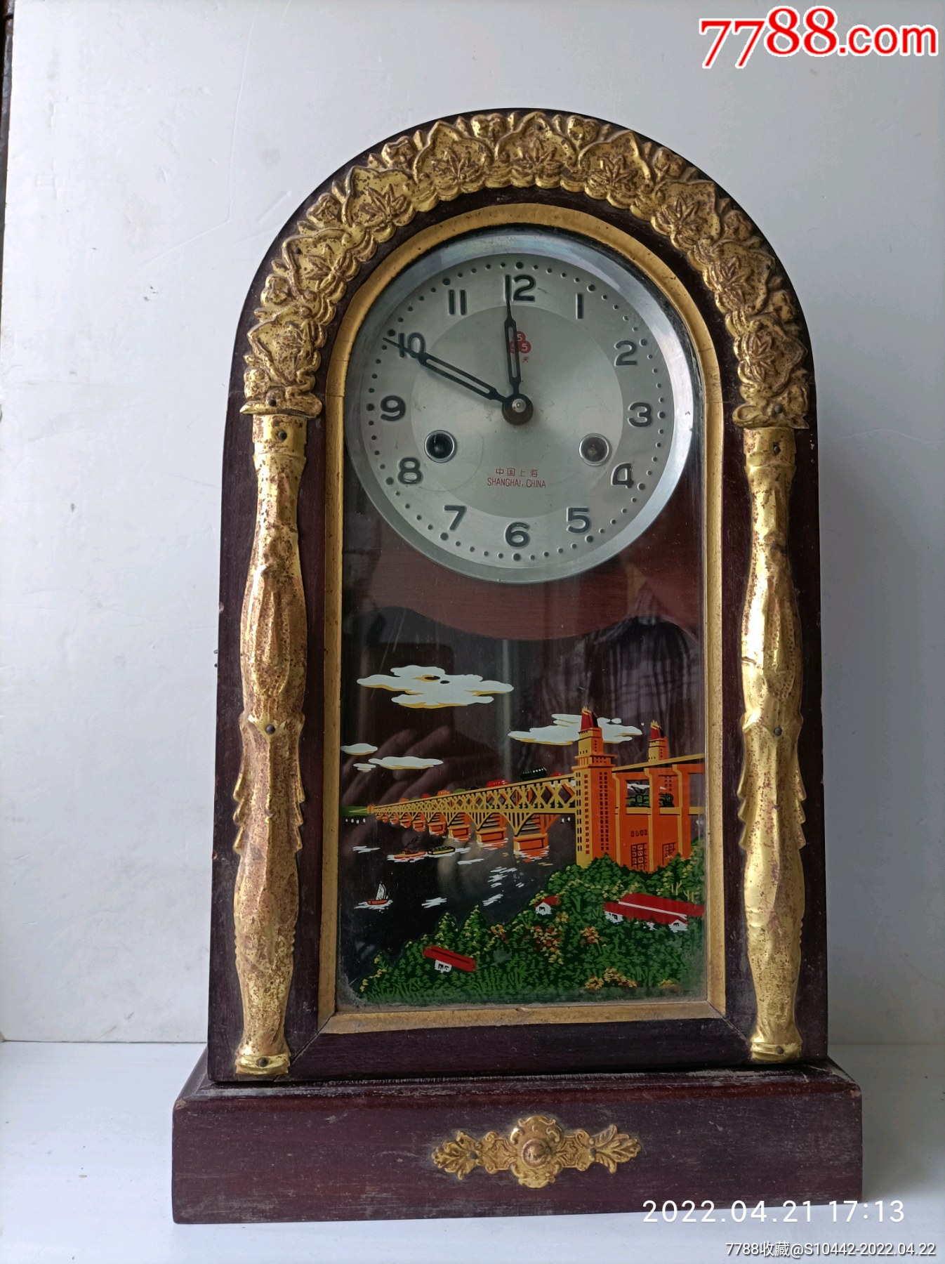 七八十年代上海三五老座钟挂钟长江大桥