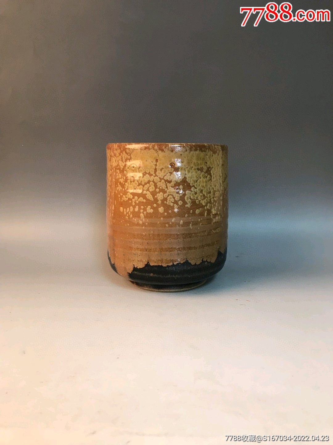 回流萩烧建水水指全品带底款高16厘米口径13厘米内底部有惊釉不透