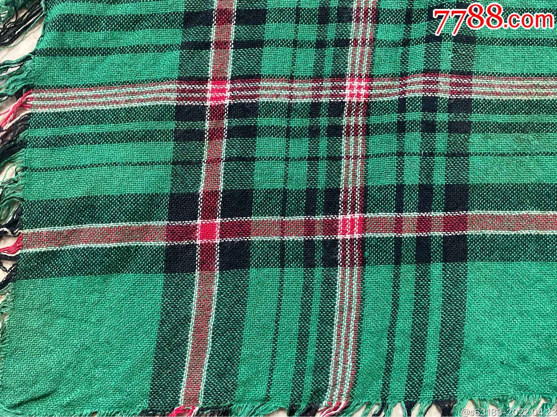 (罕见)七八十年代上海红叶牌粗布格子大方巾一块_围巾/领带_配件图片