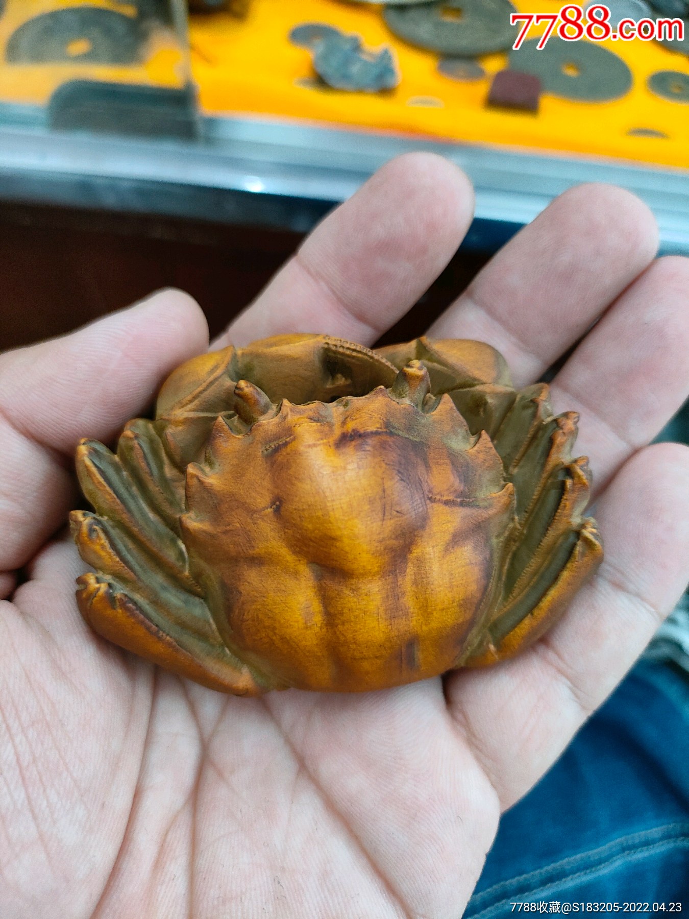 图片即可轻松放大,缩小更多"木雕摆件"商品>>>>99黄杨木螃蟹9