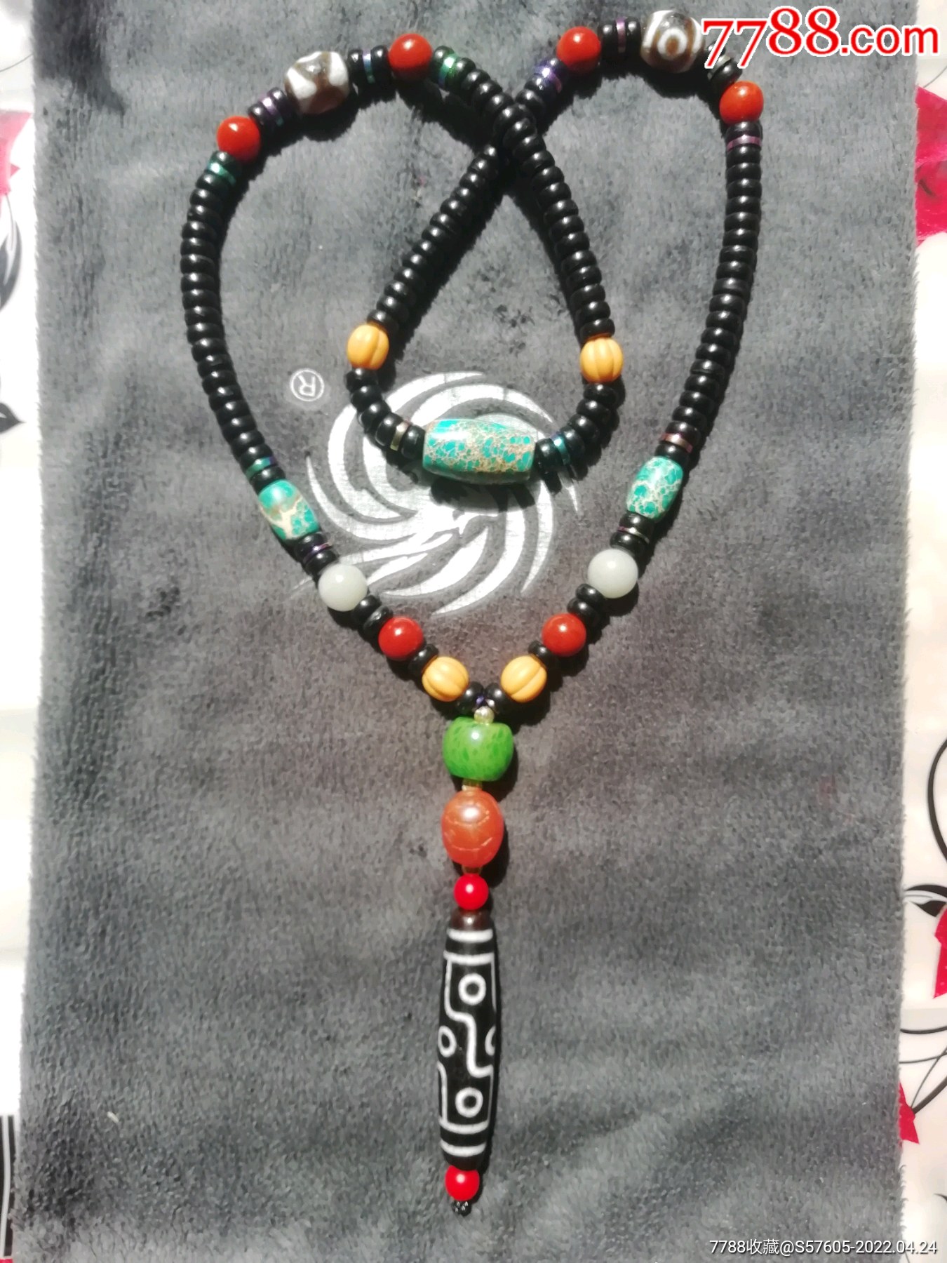 亏本处理精品台湾渗透九眼天珠配黑金椰蒂58吊坠原创自编款霸气