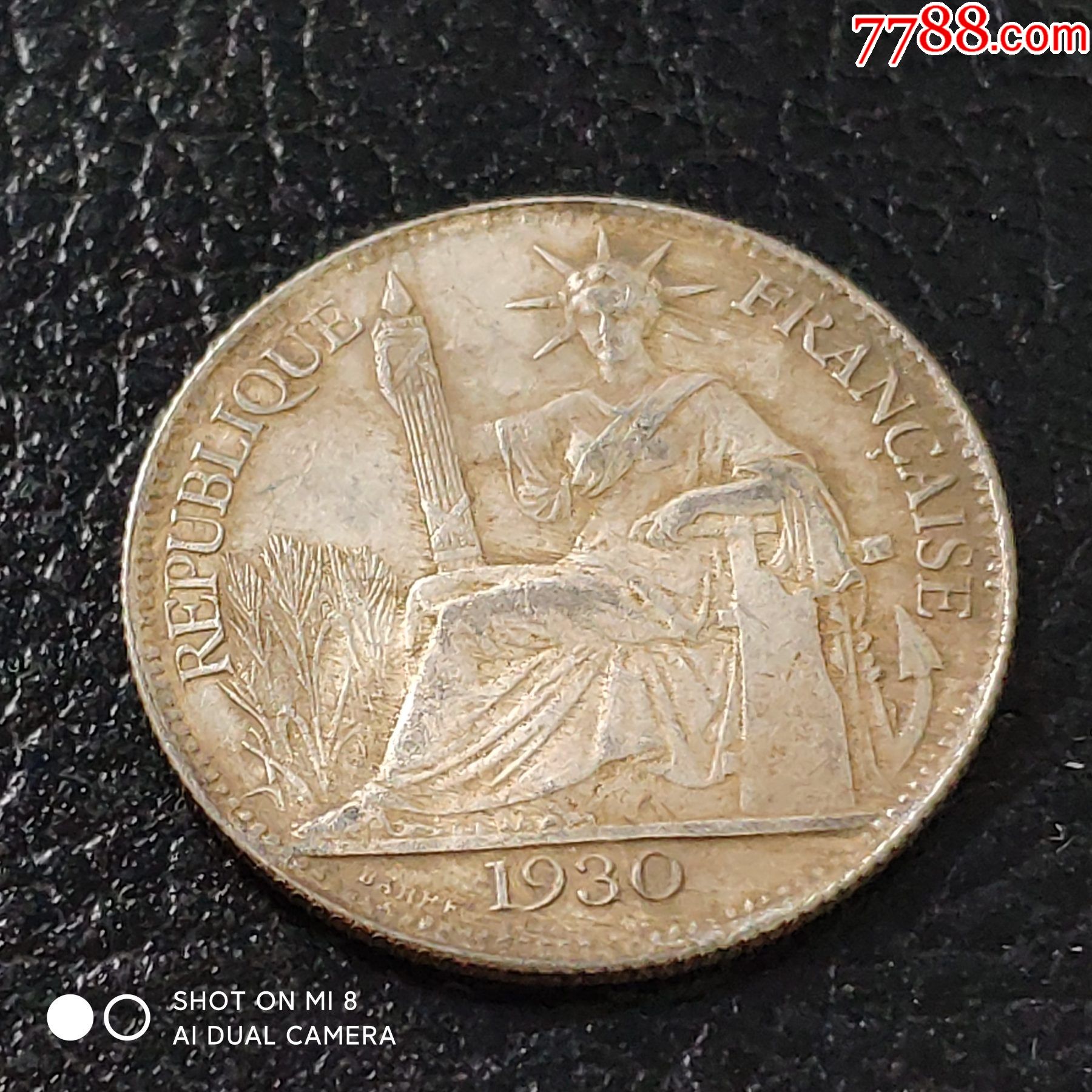 法属印支1930年坐洋银币--20分2角_价格12元_第1张